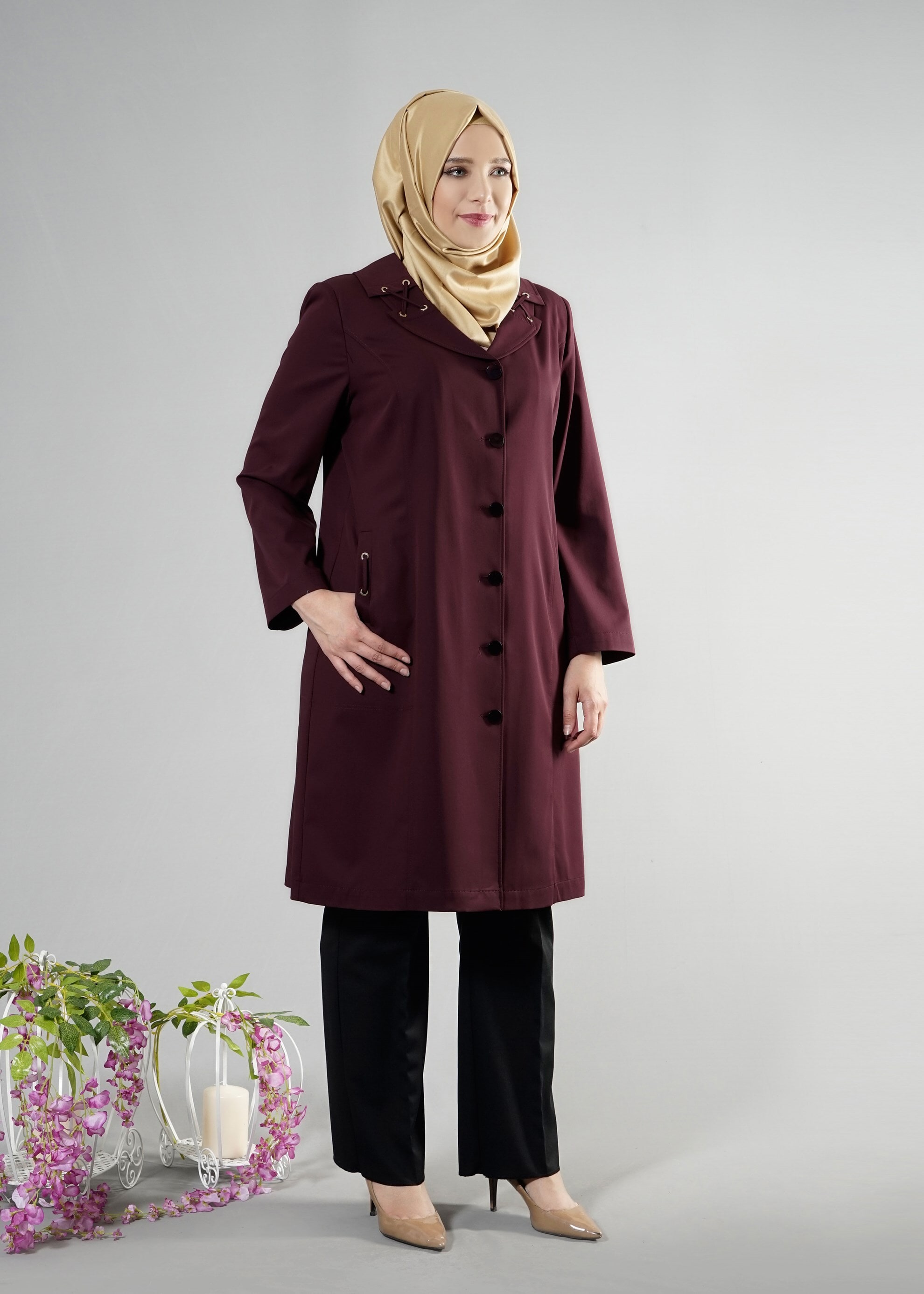 Tesettür giyim MÜRDÜM 1825 New Nice Tesettür Trench 46/52 TEK44