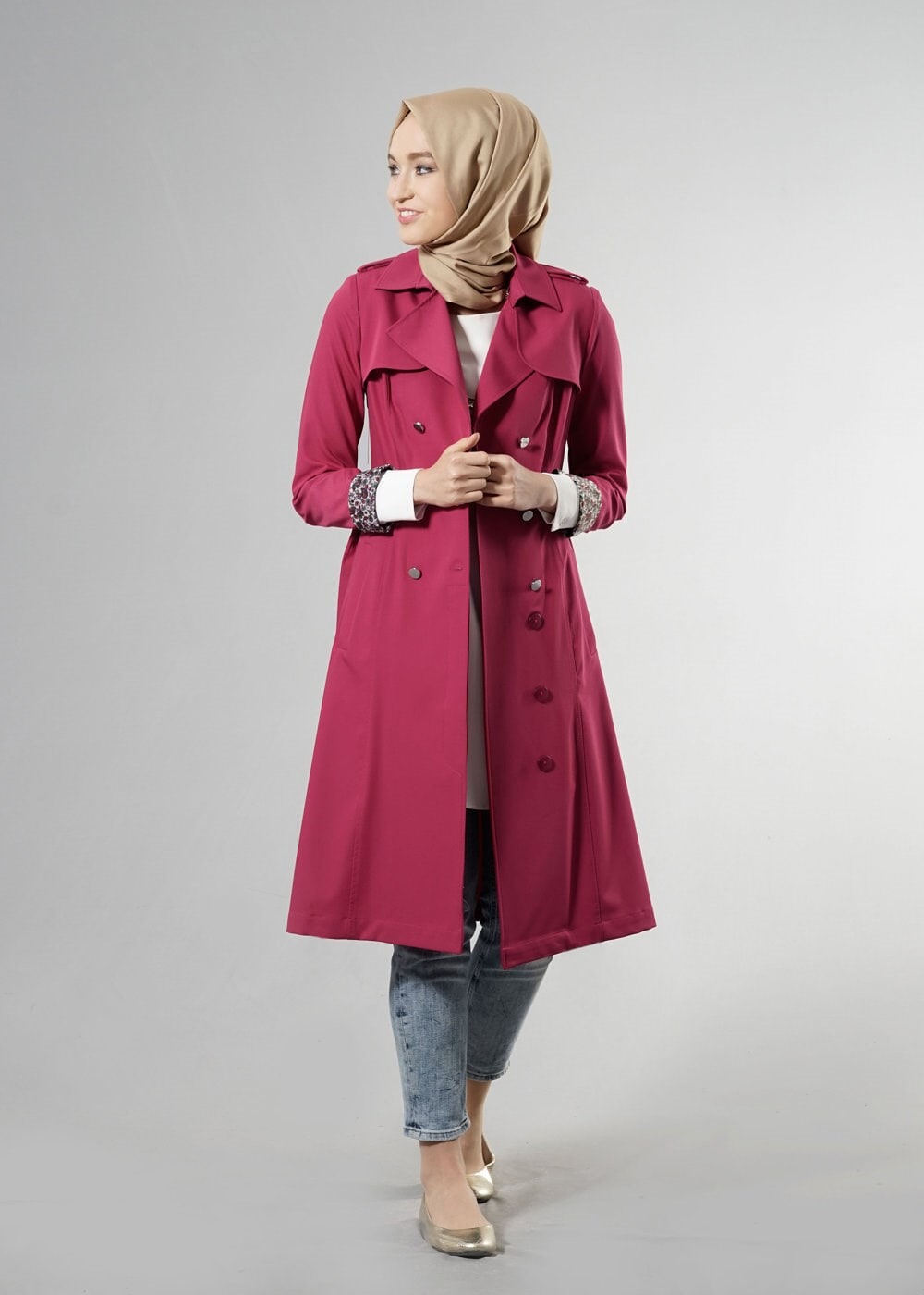 Tesettür giyim FUŞYA 1756-1 Lila Tesettür 43597 Trench 38/44 TEK36