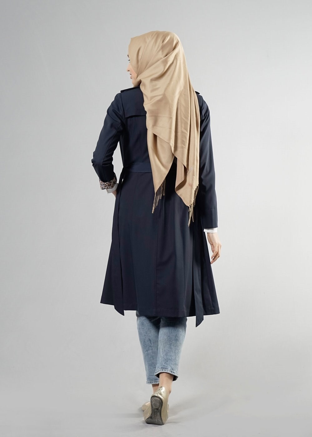 Tesettür giyim LACİVERT 1756-1 Lila Tesettür 43597 Trench 38/44 TEK36