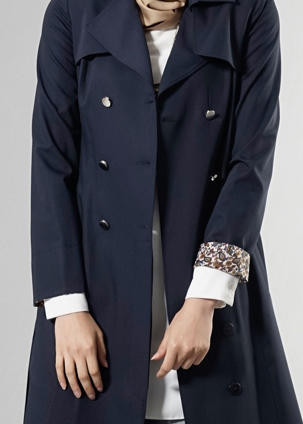 Tesettür giyim LACİVERT 1756-1 Lila Tesettür 43597 Trench 38/44 TEK36