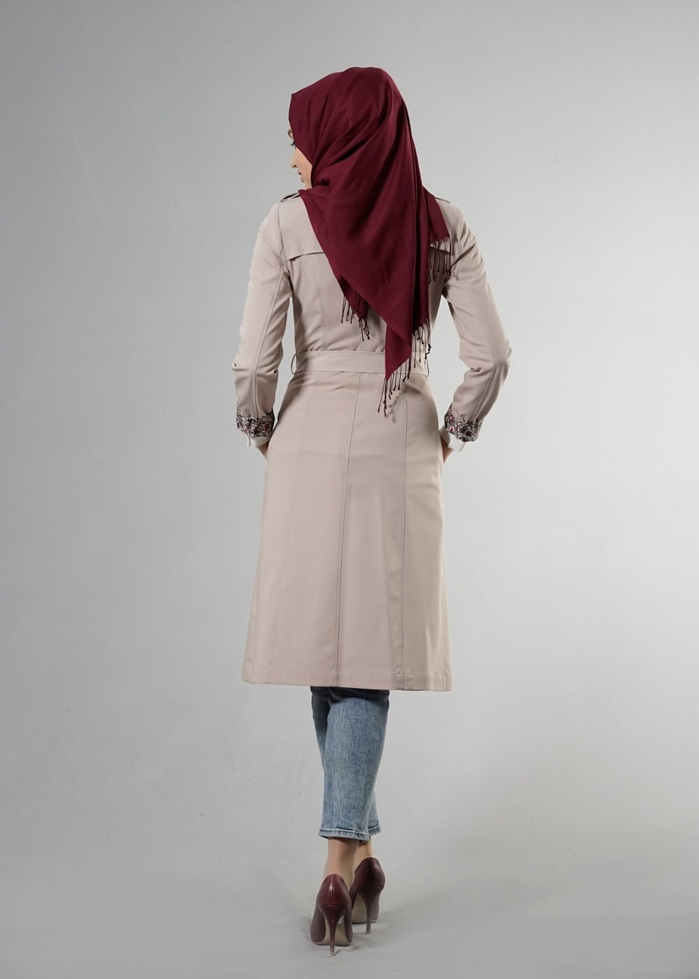 Tesettür giyim BEJ 1756-1 Lila Tesettür 43597 Trench 38/44 TEK36