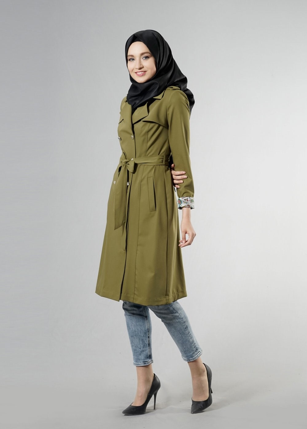 Tesettür giyim YEŞİL 1756-1 Lila Tesettür 43597 Trench 38/44 TEK36