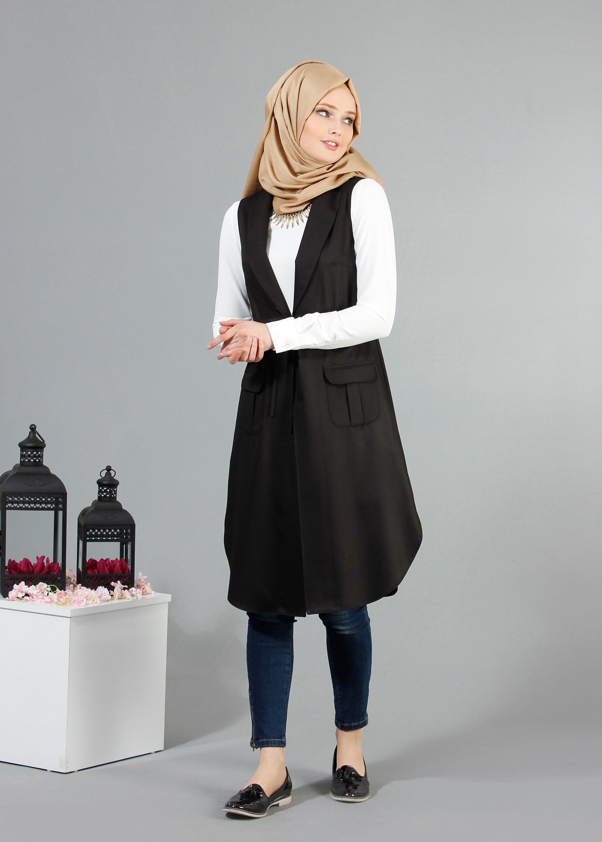 Tesettür giyim SİYAH 4220 Hürrem Tesettür Yelek 36/44(38/40) TEK42