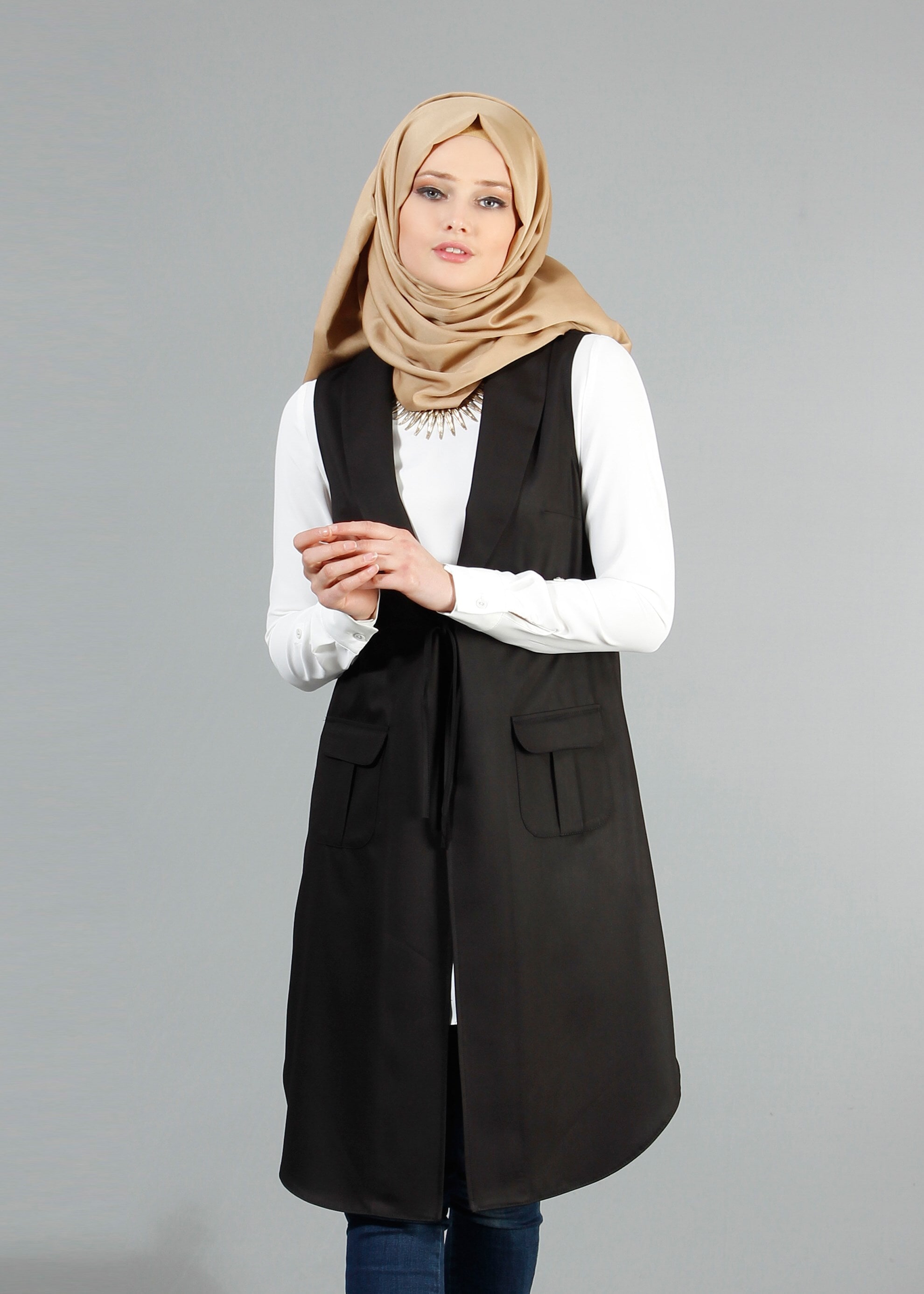Tesettür giyim SİYAH 4220 Hürrem Tesettür Yelek 36/44(38/40) TEK42