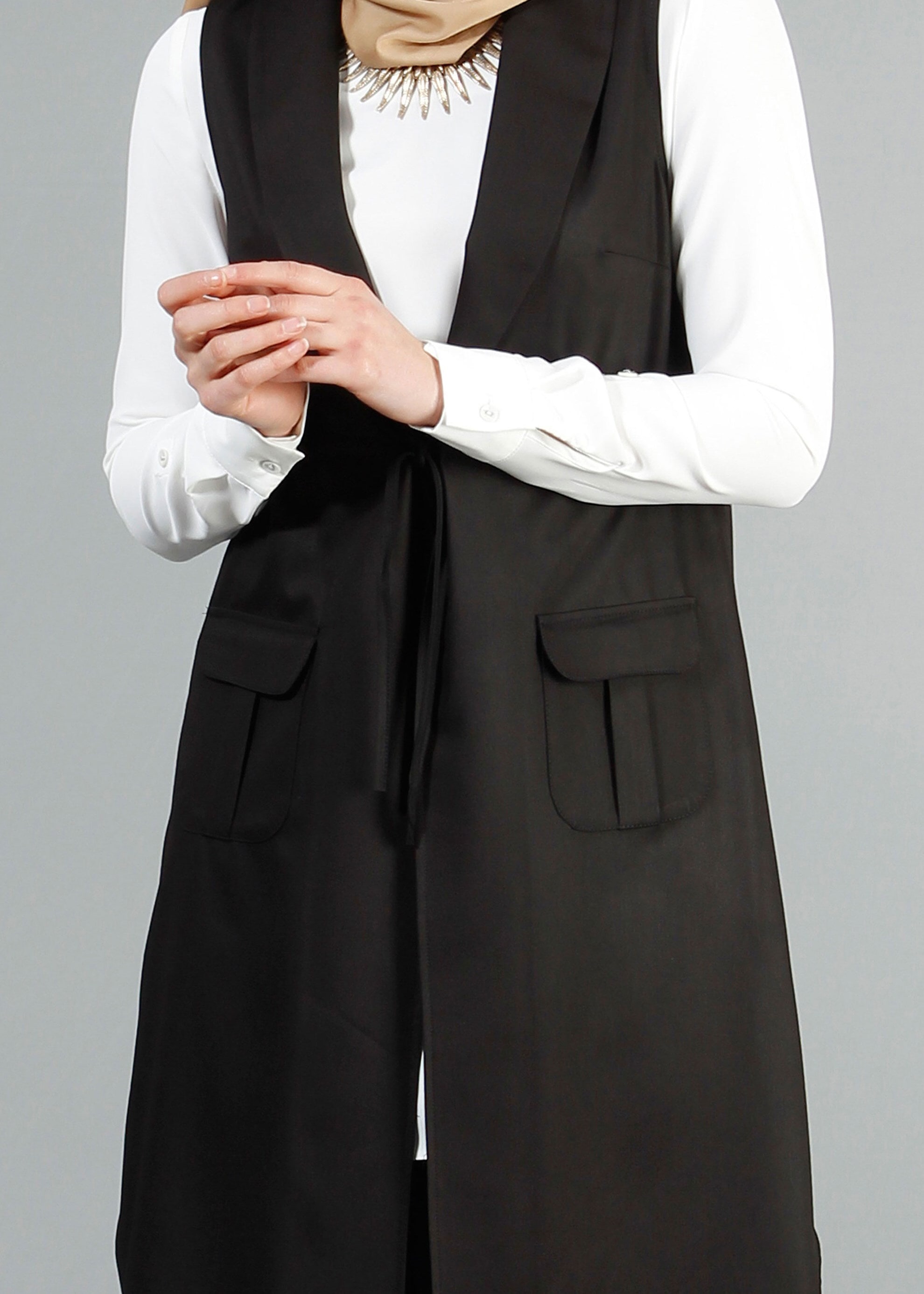 Tesettür giyim SİYAH 4220 Hürrem Tesettür Yelek 36/44(38/40) TEK42