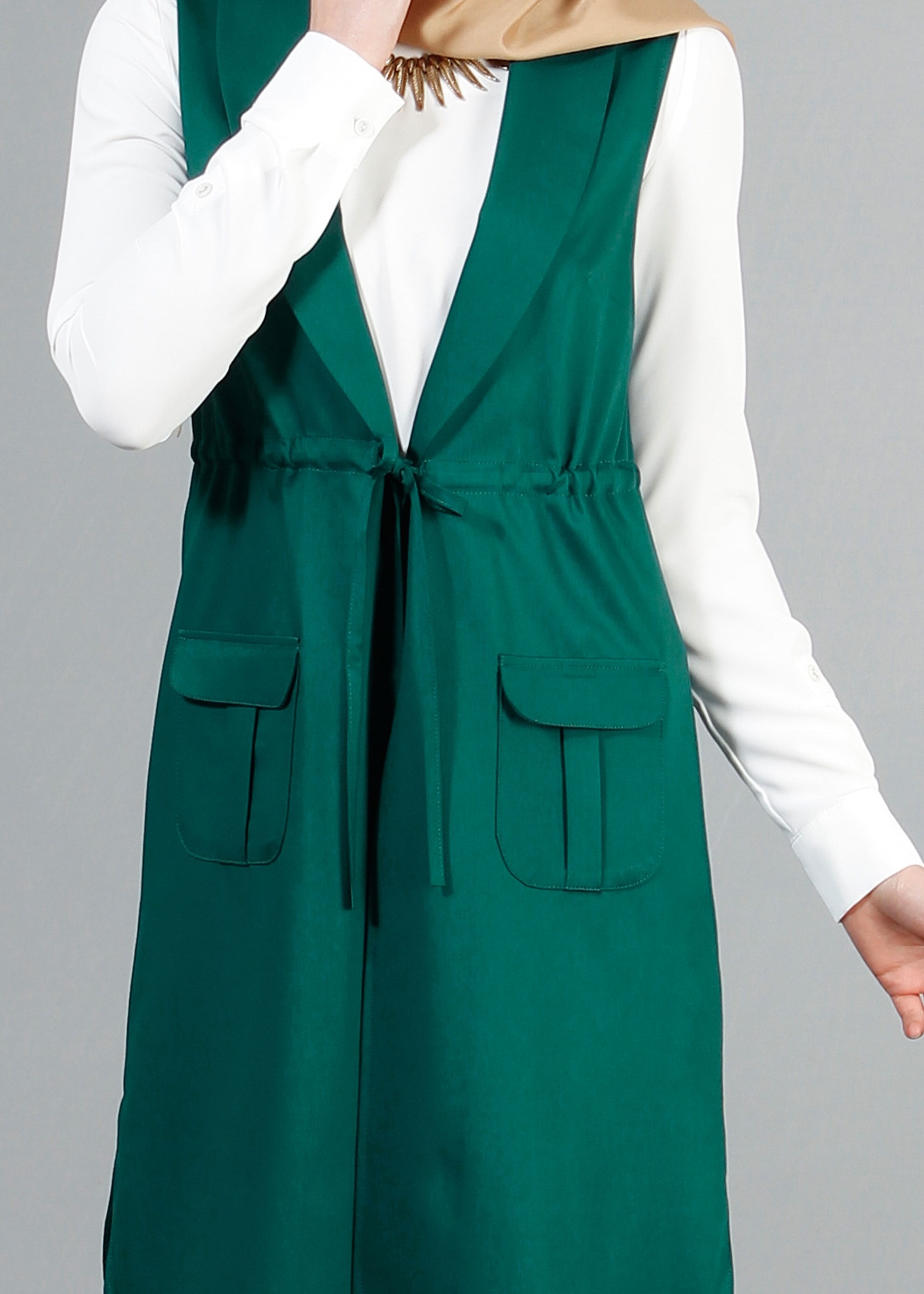 Tesettür giyim YEŞİL 4220 Hürrem Tesettür Yelek 36/44(38/40) TEK42