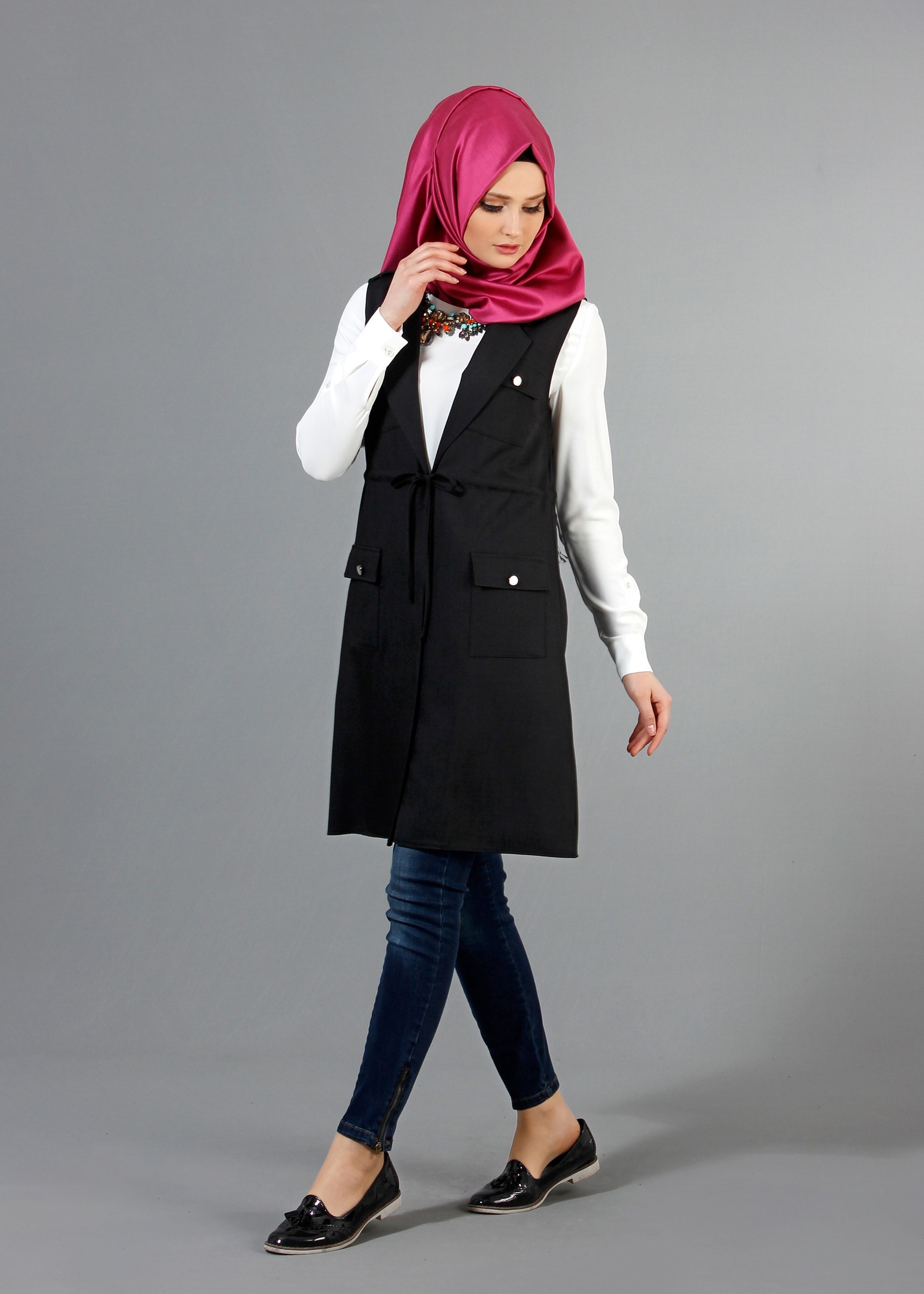 Tesettür giyim SİYAH 4336 Derin Tesettür Yelek 36/42(38-40) TEK36