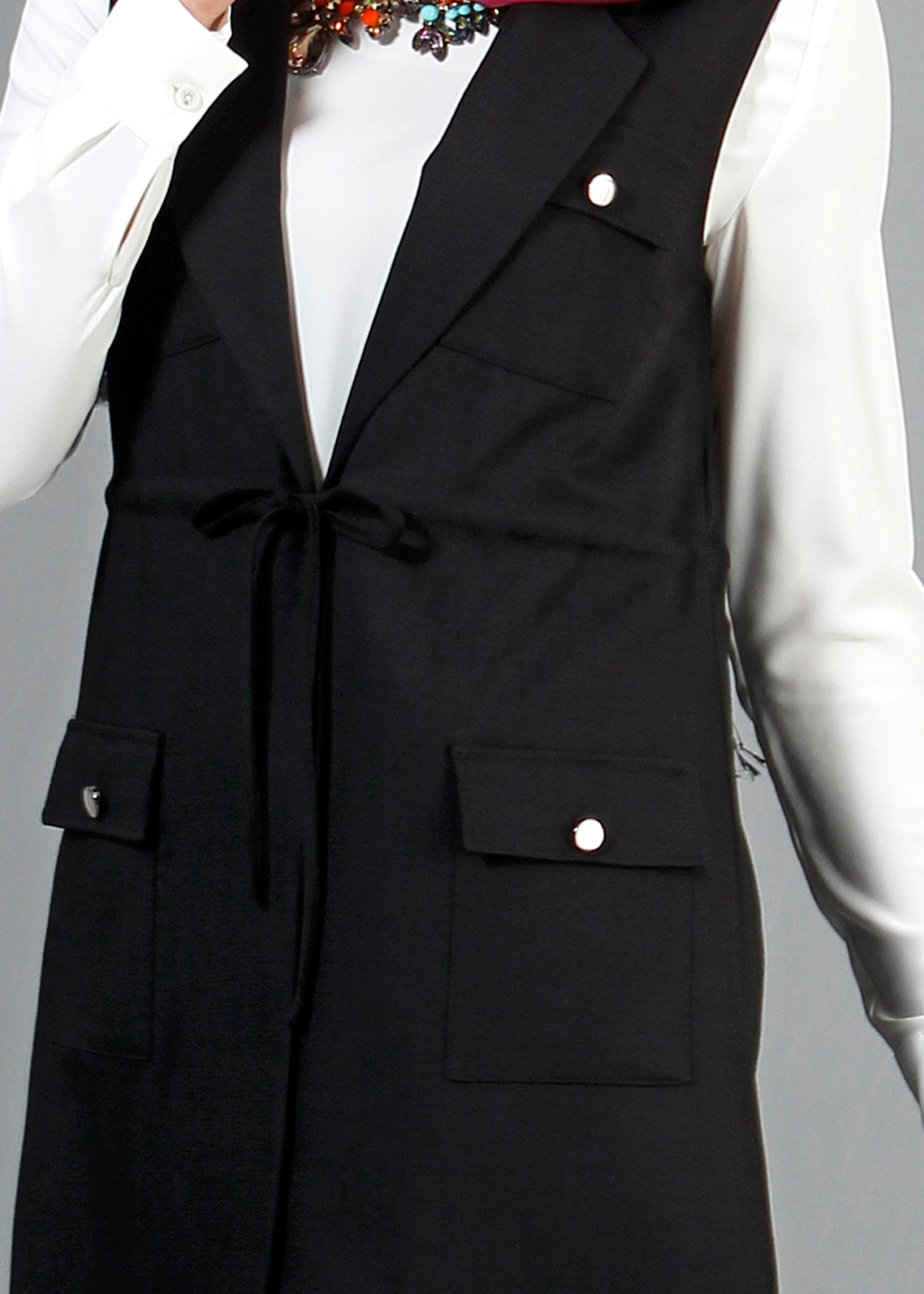 Tesettür giyim SİYAH 4336 Derin Tesettür Yelek 36/42(38-40) TEK36