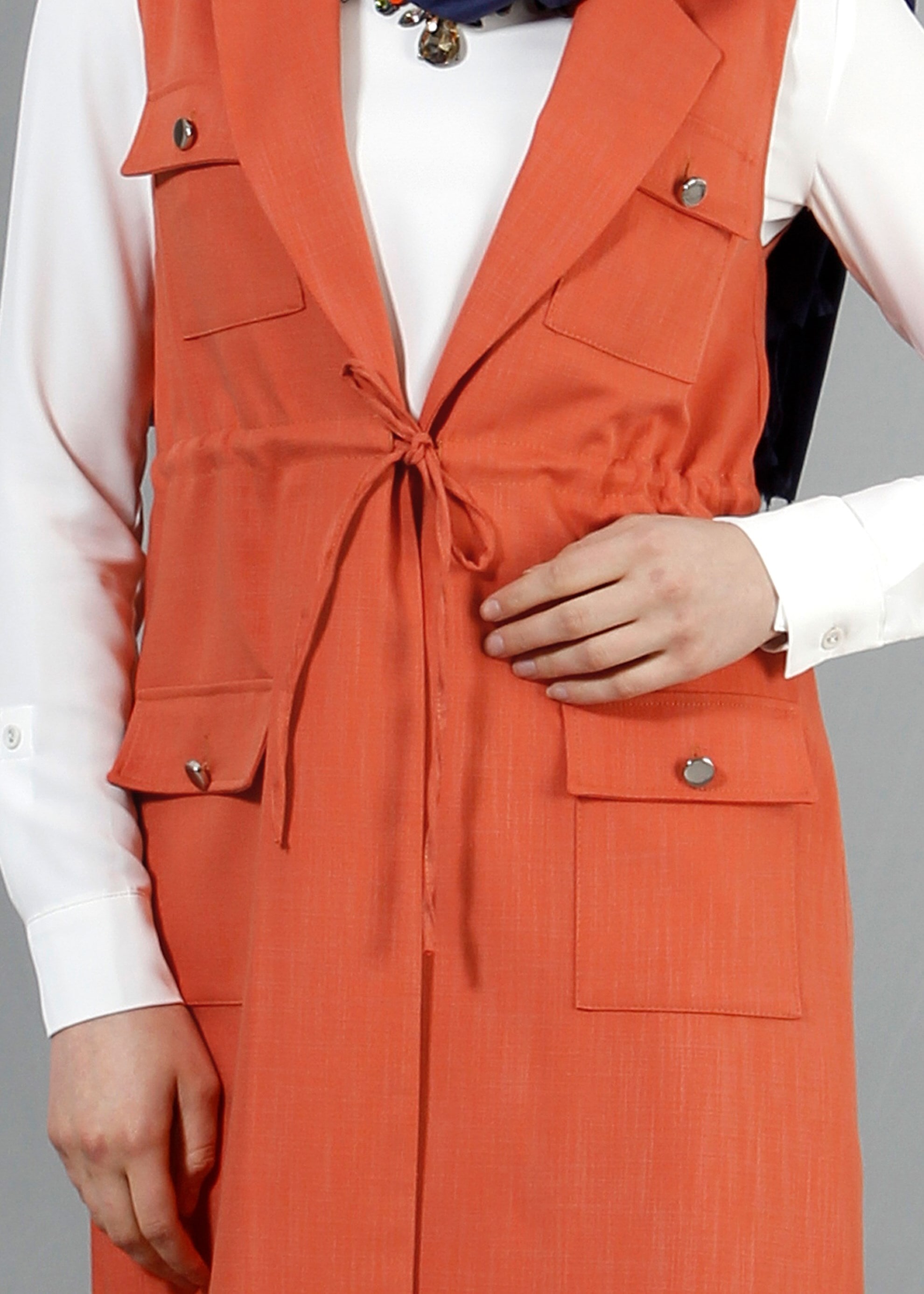 Tesettür giyim TURUNCU 4336 Derin Tesettür Yelek 36/42(38-40) TEK36