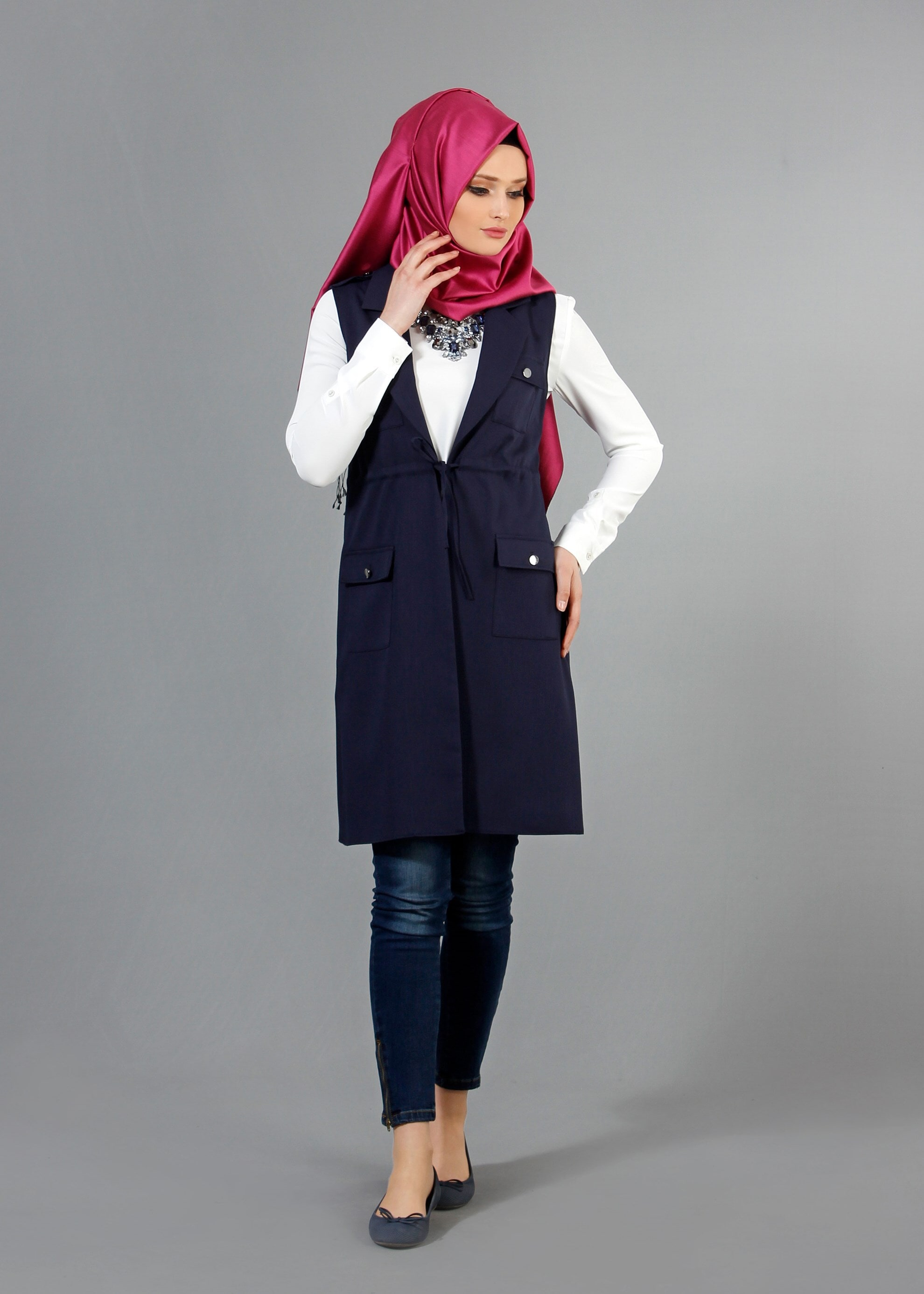 Tesettür giyim LACİVERT 4336 Derin Tesettür Yelek 36/42(38-40) TEK36