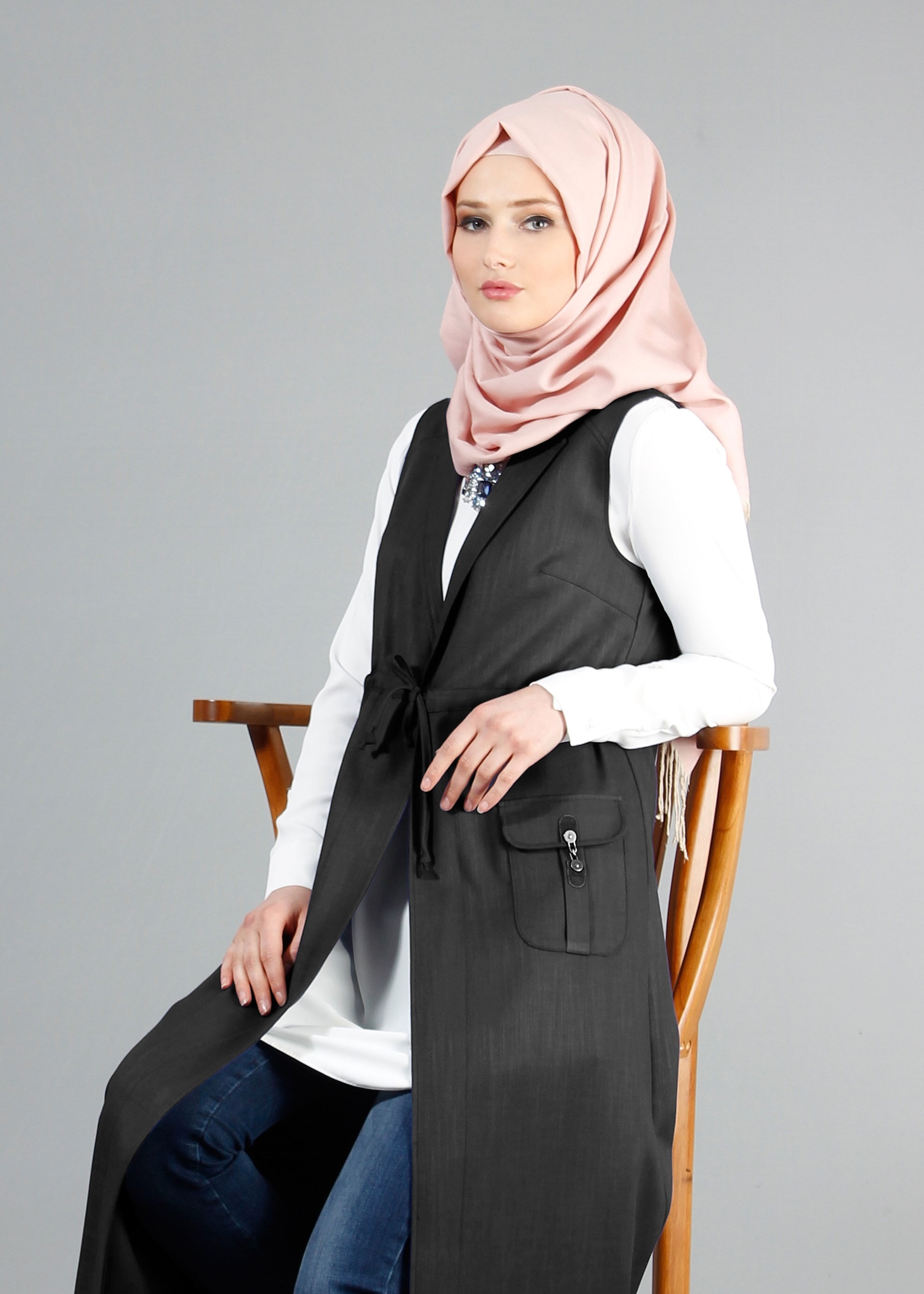 Tesettür giyim SİYAH 4337 NEW SHİNE YELEK 36/46(38/40) TEK42
