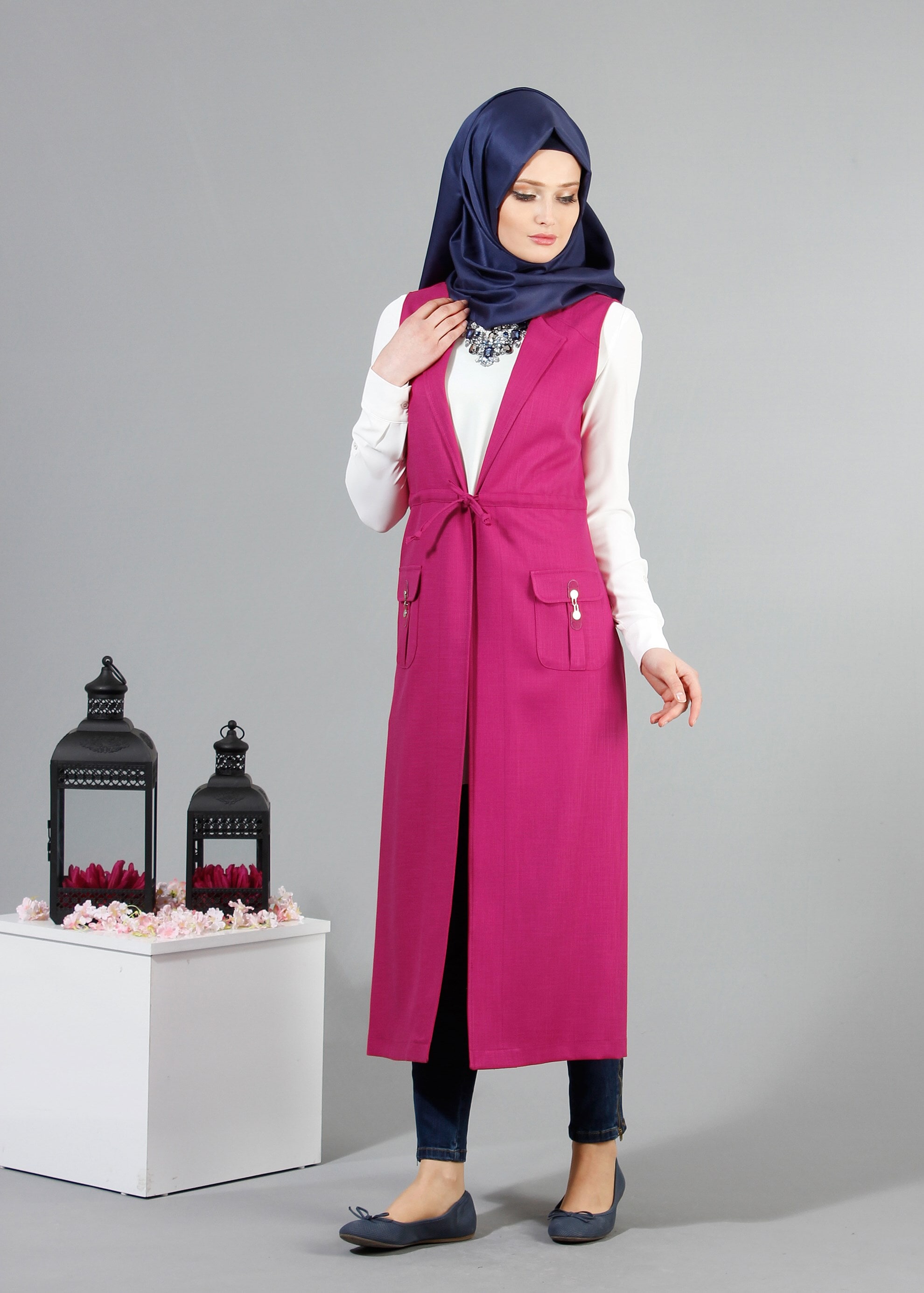 Tesettür giyim FUŞYA 4337 NEW SHİNE YELEK 36/46(38/40) TEK42
