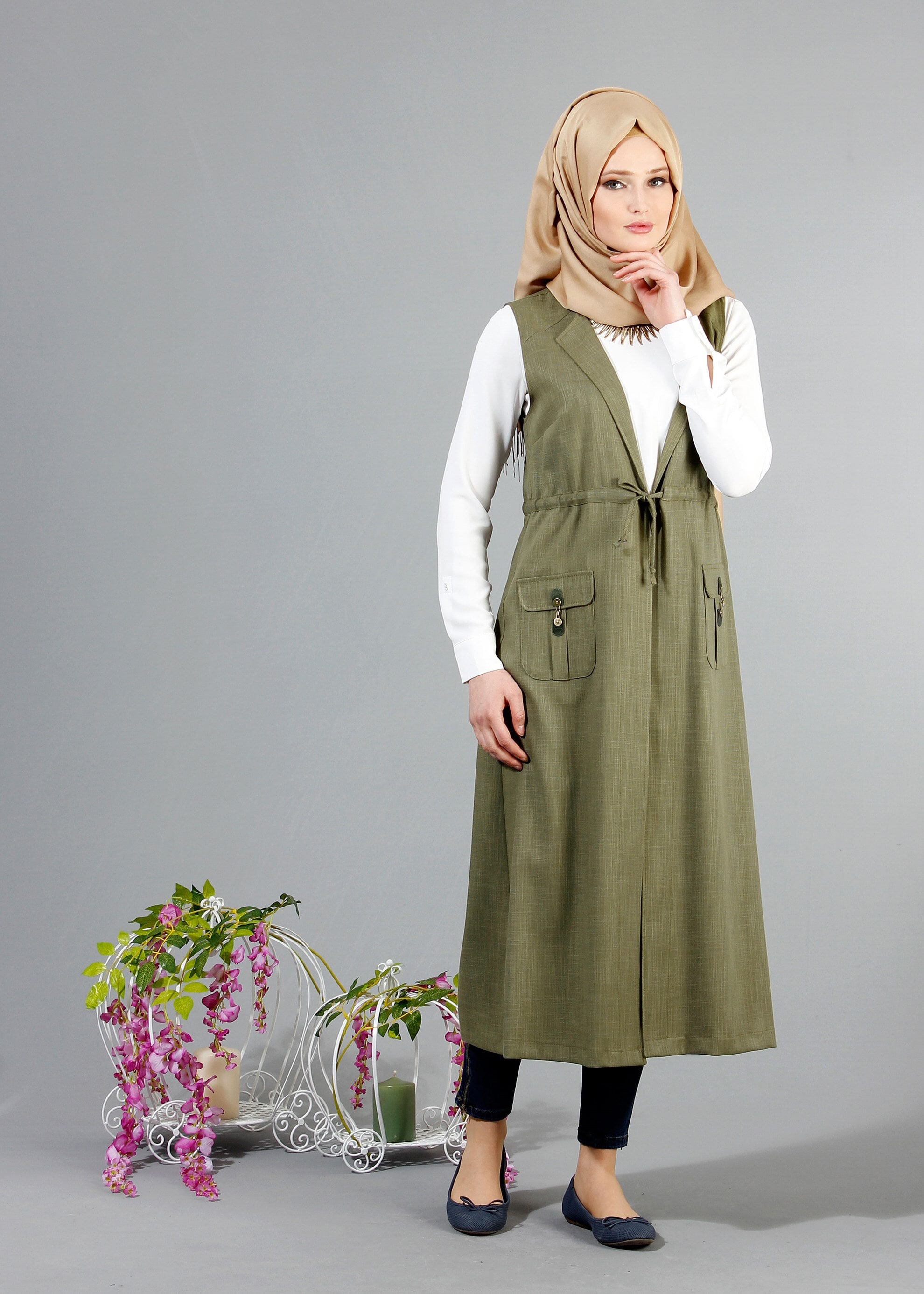 Tesettür giyim HAKİ 4337 NEW SHİNE YELEK 36/46(38/40) TEK42