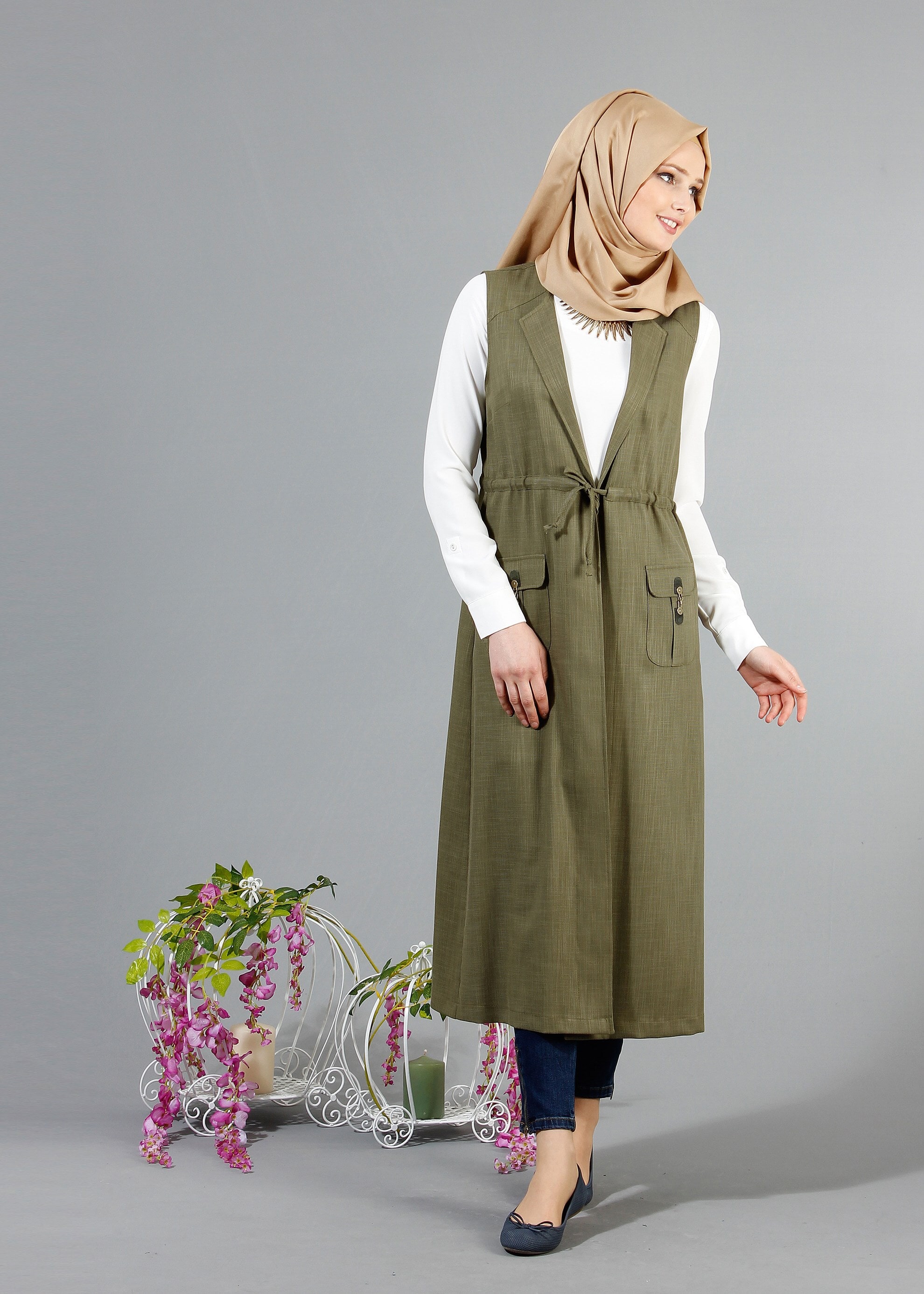 Tesettür giyim HAKİ 4337 NEW SHİNE YELEK 36/46(38/40) TEK42