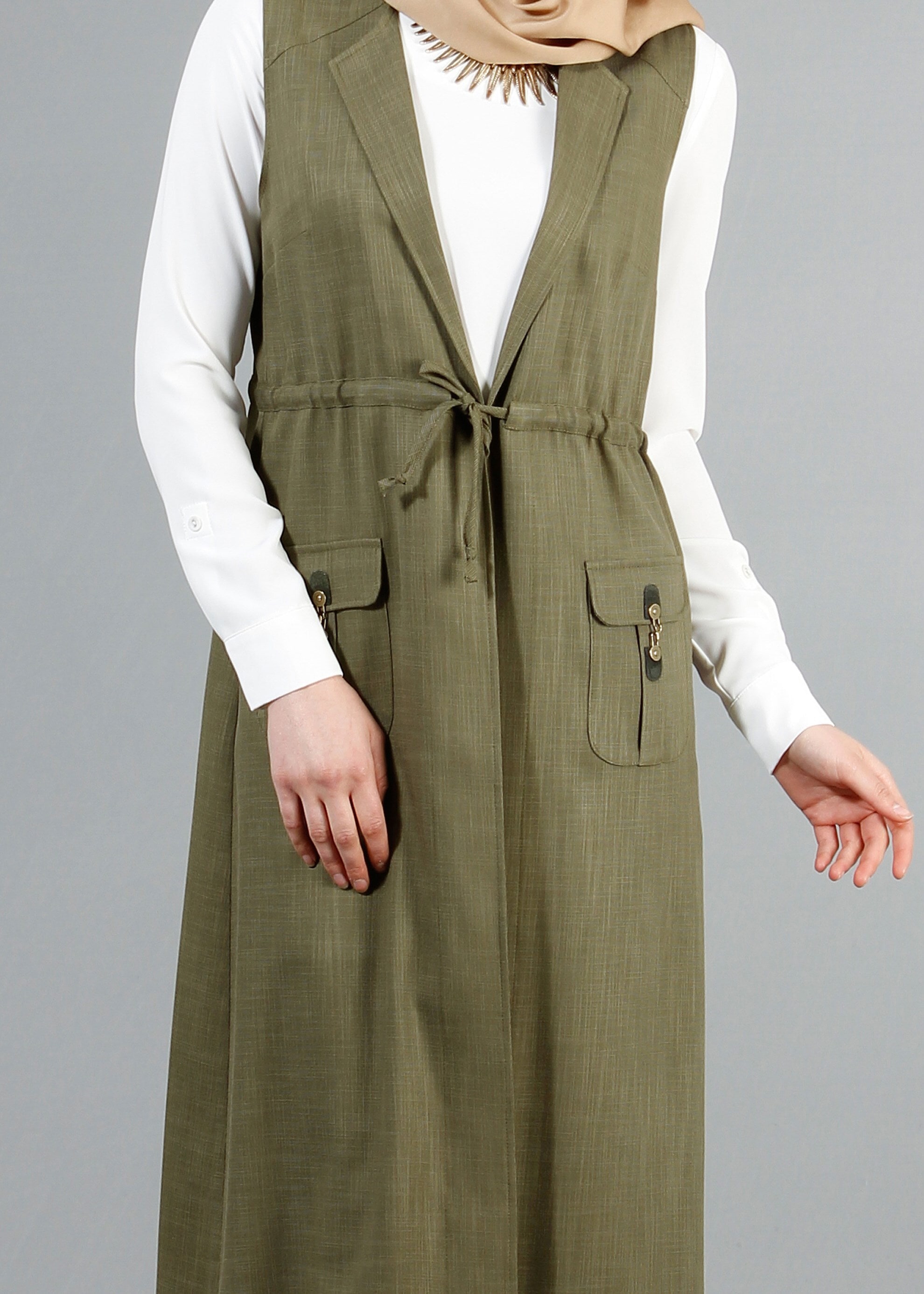 Tesettür giyim HAKİ 4337 NEW SHİNE YELEK 36/46(38/40) TEK42