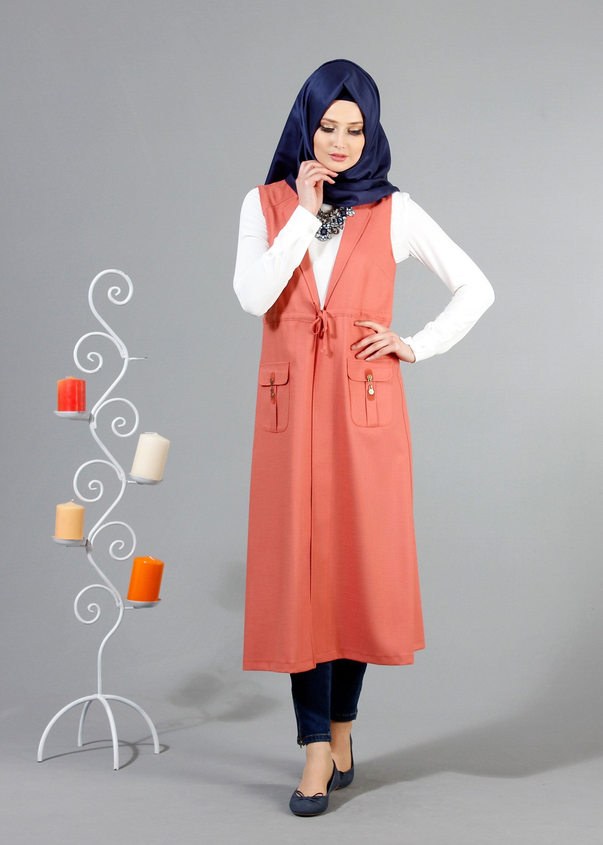 Tesettür giyim TURUNCU 4337 NEW SHİNE YELEK 36/46(38/40) TEK42