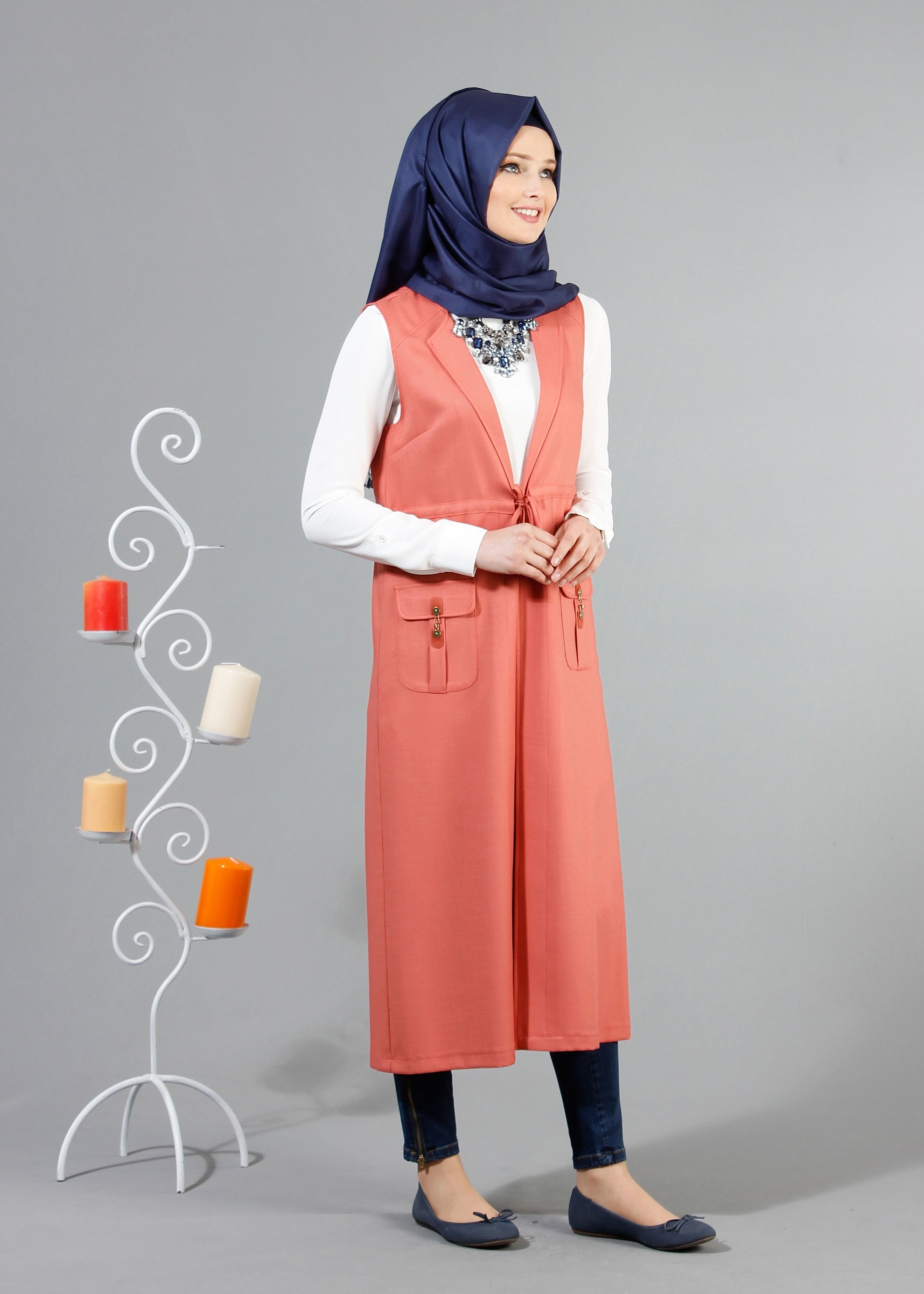 Tesettür giyim TURUNCU 4337 NEW SHİNE YELEK 36/46(38/40) TEK42