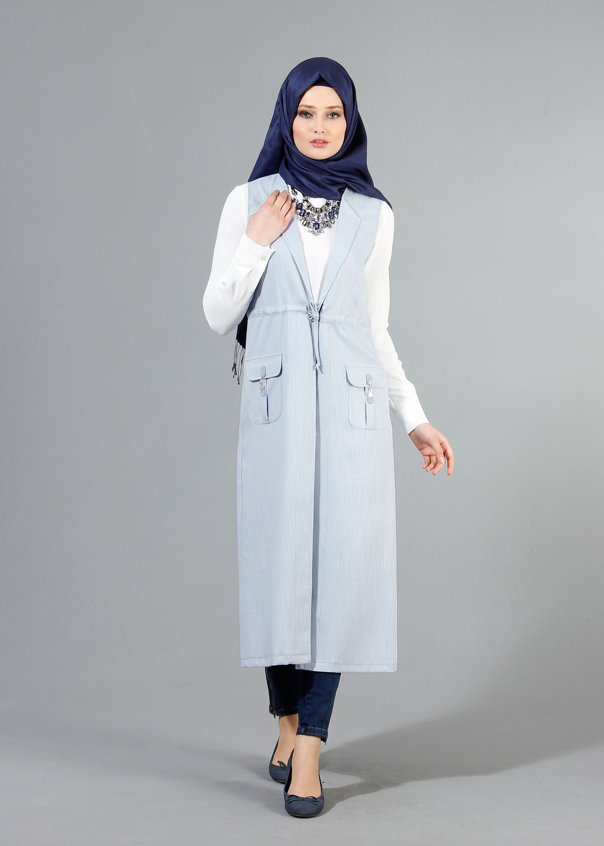 Tesettür giyim MAVİ 4337 NEW SHİNE YELEK 36/46(38/40) TEK42