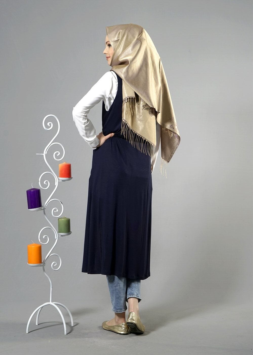 Tesettür giyim LACİVERT 4338 Hanna Tesettür Yelek 38/48 TEK36