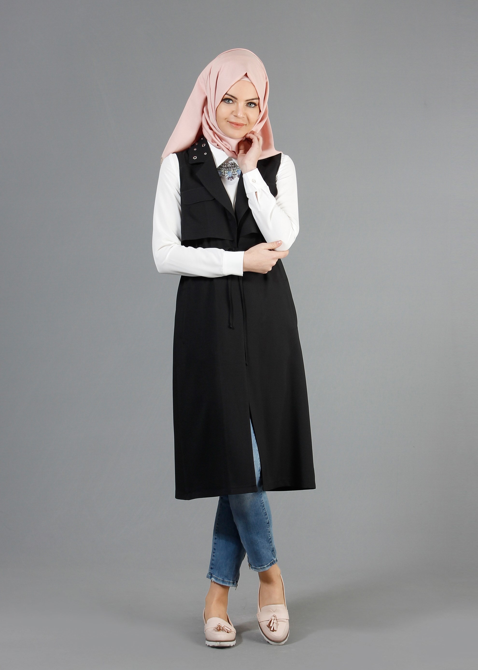 Tesettür giyim SİYAH 4359 Marmaris Tesettür Yelek 36/44(38-40) TEK42
