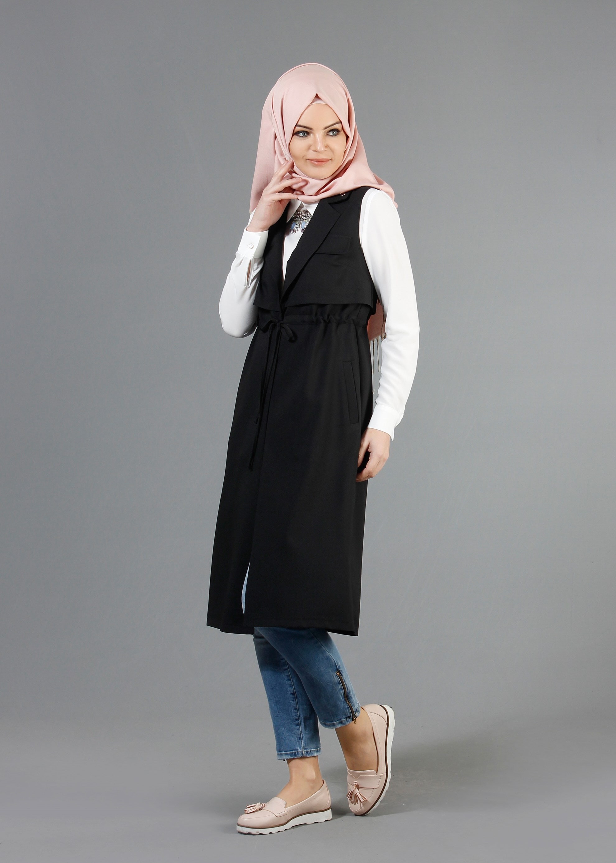 Tesettür giyim SİYAH 4359 Marmaris Tesettür Yelek 36/44(38-40) TEK42