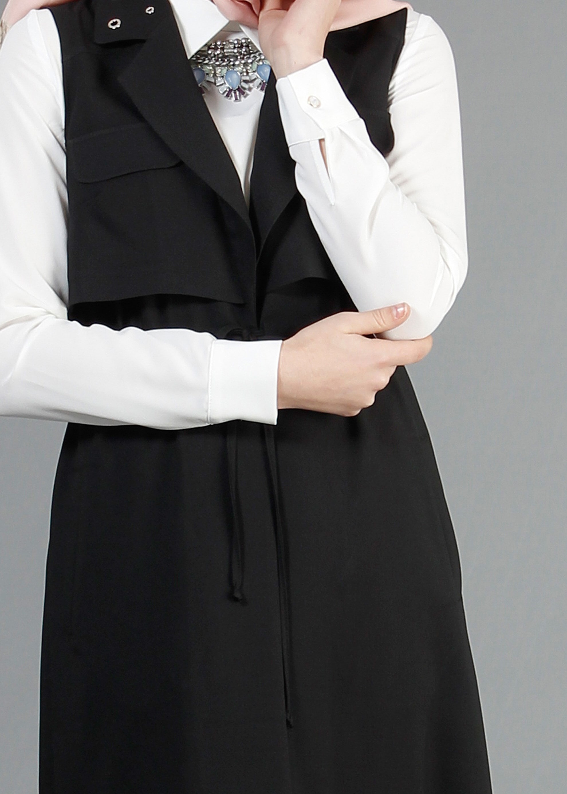 Tesettür giyim SİYAH 4359 Marmaris Tesettür Yelek 36/44(38-40) TEK42