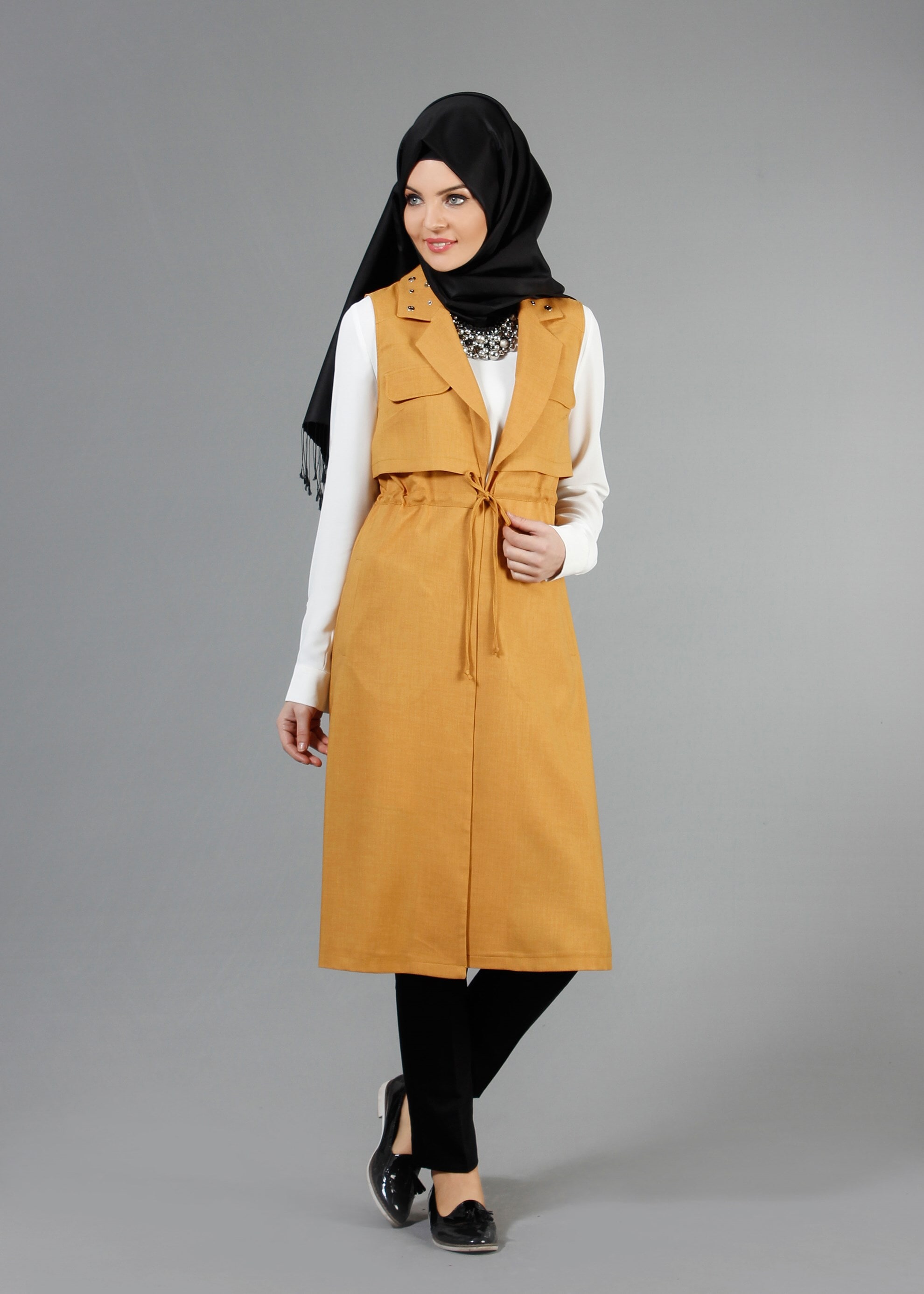 Tesettür giyim SARI 4359 Marmaris Tesettür Yelek 36/44(38-40) TEK42