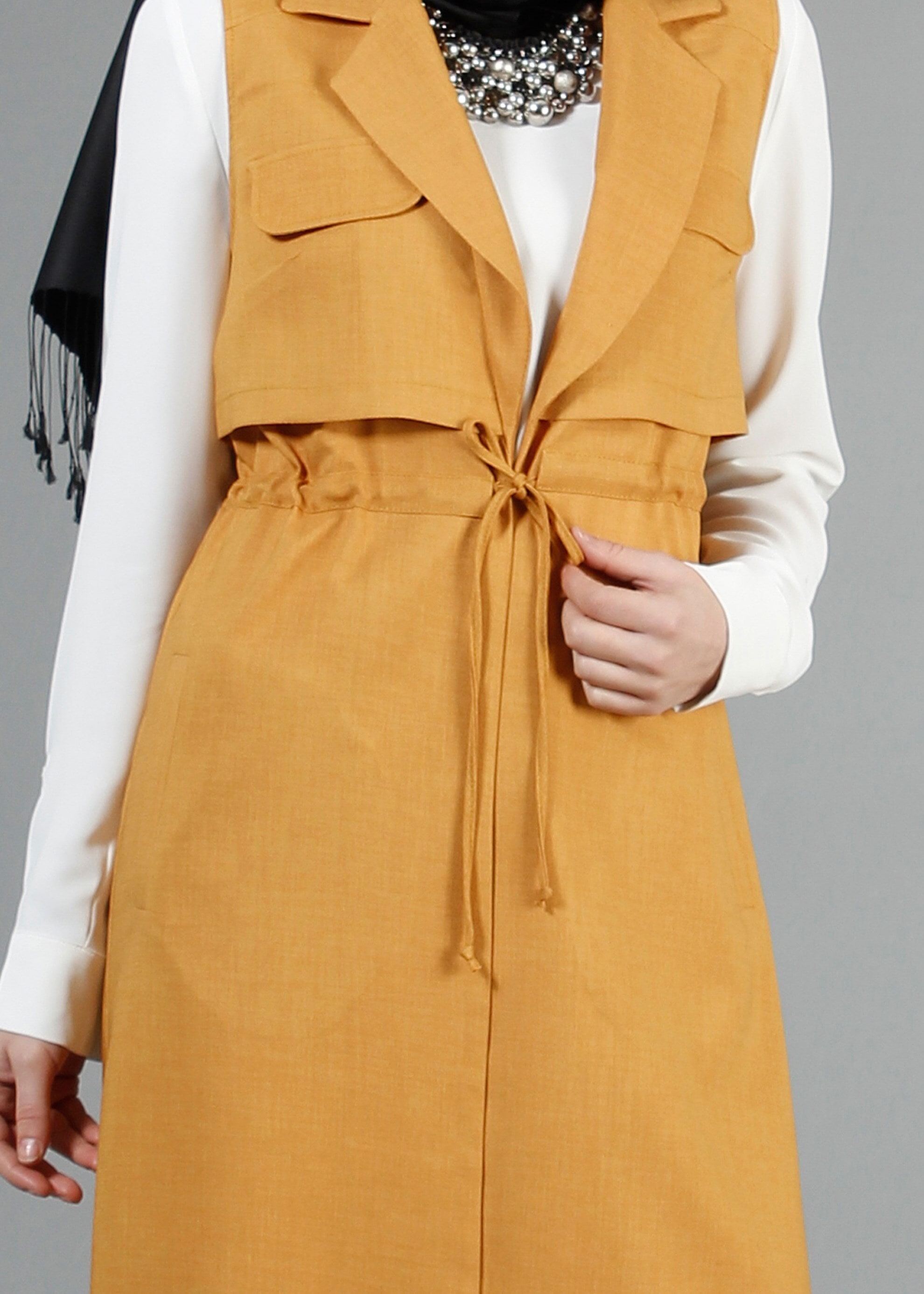 Tesettür giyim SARI 4359 Marmaris Tesettür Yelek 36/44(38-40) TEK42