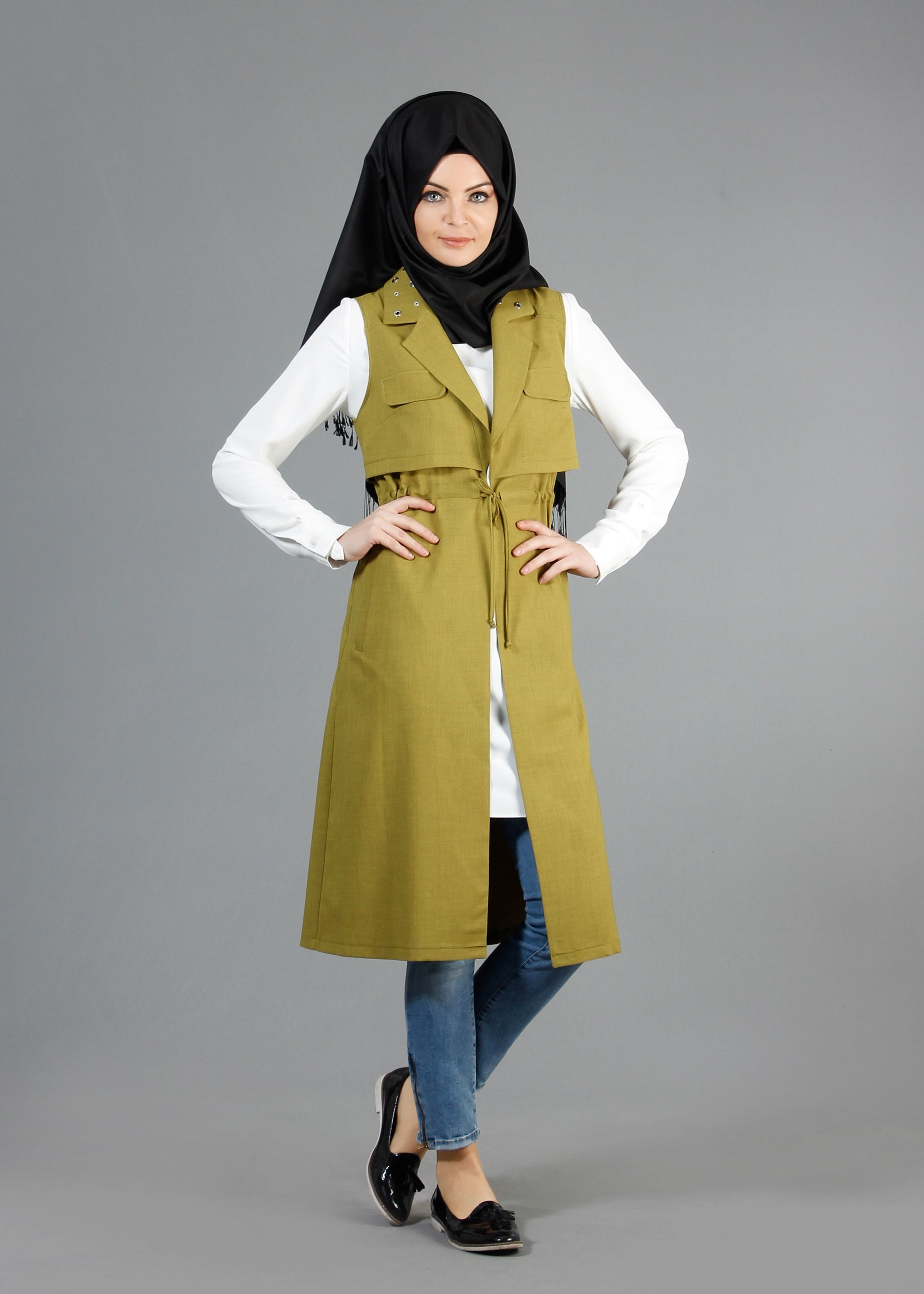 Tesettür giyim YEŞİL 4359 Marmaris Tesettür Yelek 36/44(38-40) TEK42