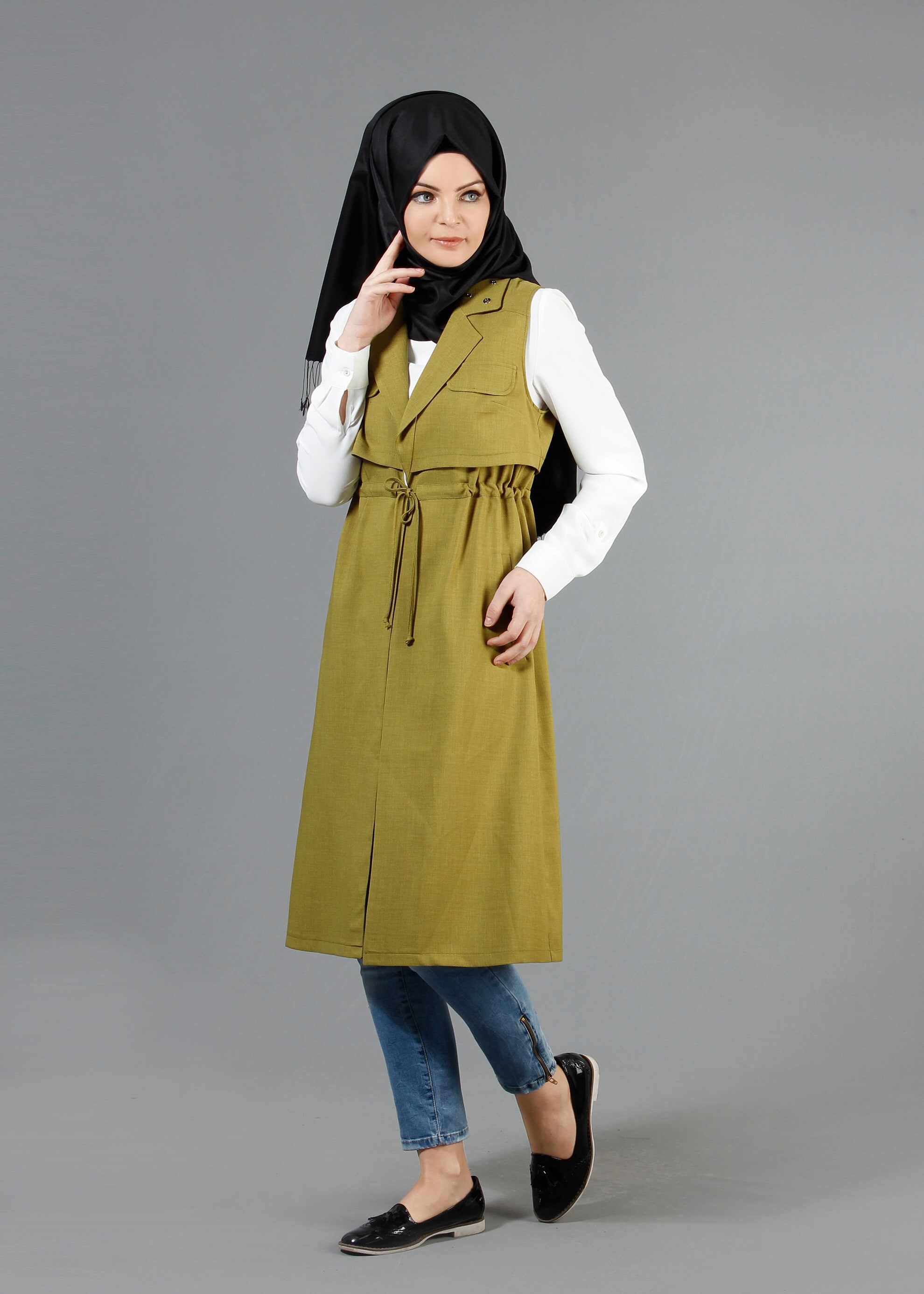 Tesettür giyim YEŞİL 4359 Marmaris Tesettür Yelek 36/44(38-40) TEK42
