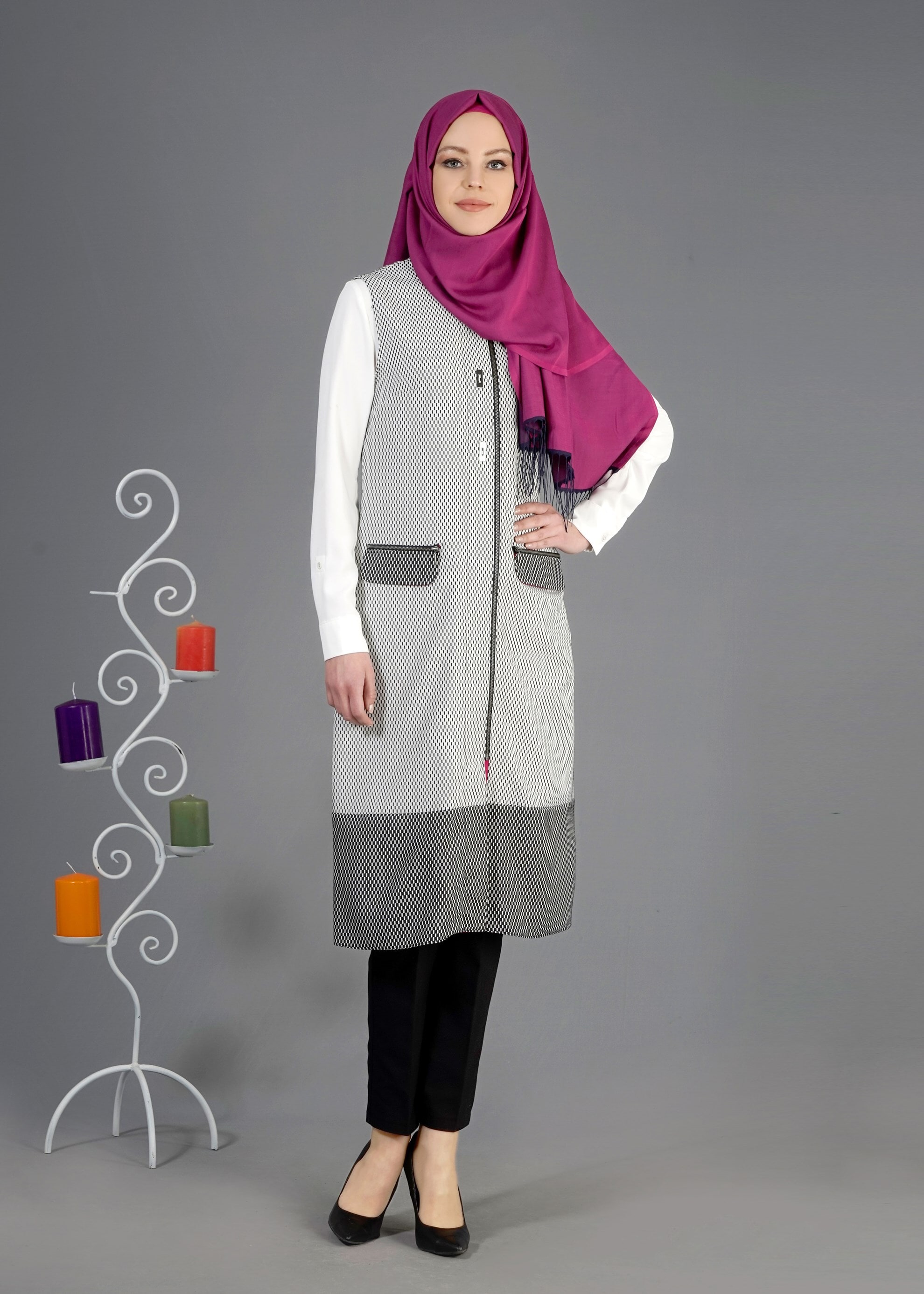 Tesettür giyim SİYAH 4360 G-706 Tesettür Yelek 38/46 TEK40