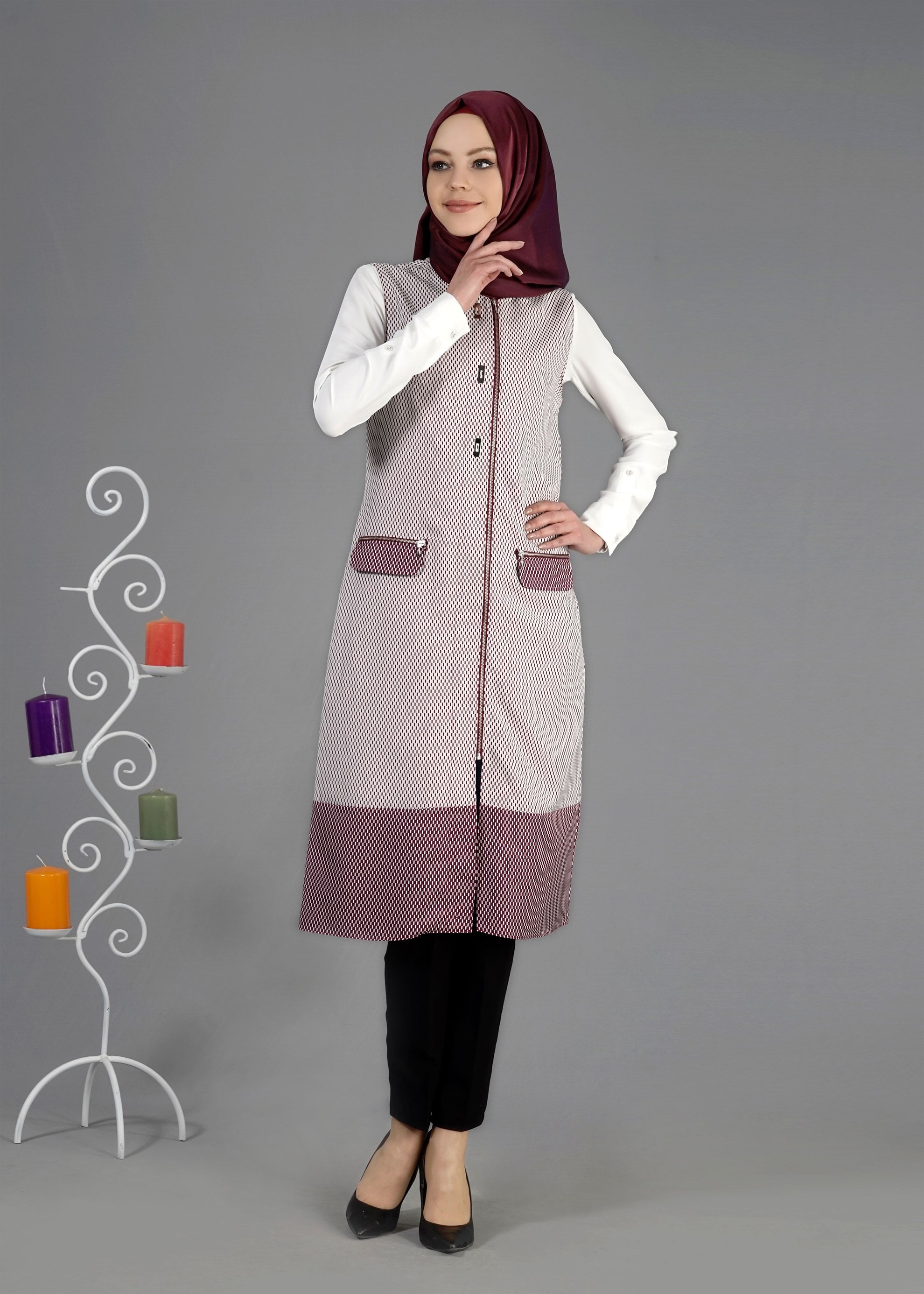 Tesettür giyim FUŞYA 4360 G-706 Tesettür Yelek 38/46 TEK40