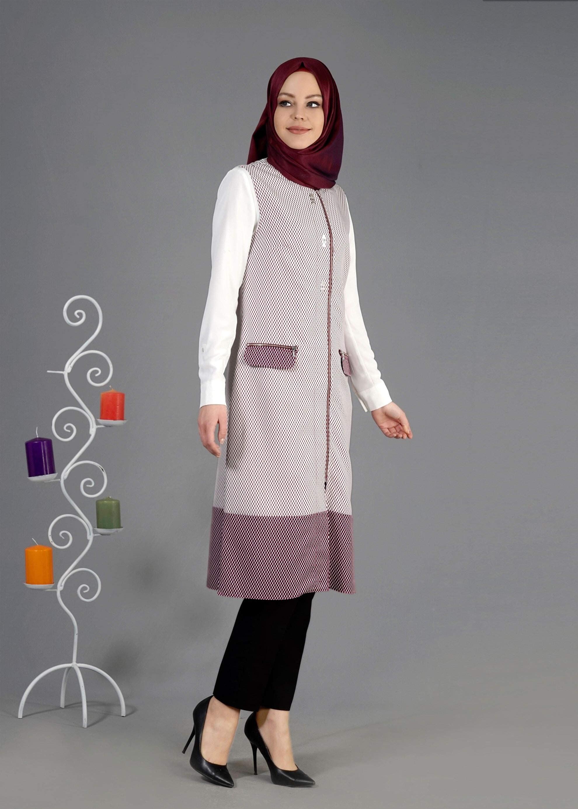 Tesettür giyim FUŞYA 4360 G-706 Tesettür Yelek 38/46 TEK40