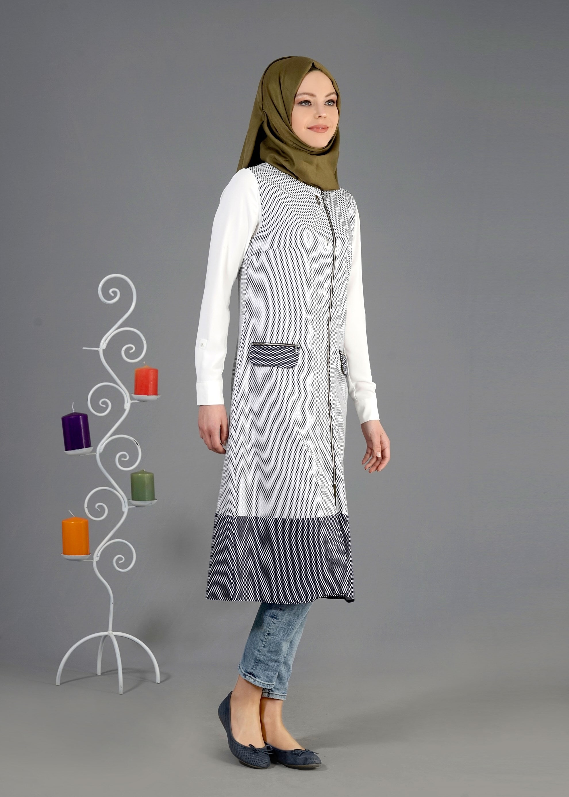 Tesettür giyim LACİVERT 4360 G-706 Tesettür Yelek 38/46 TEK40