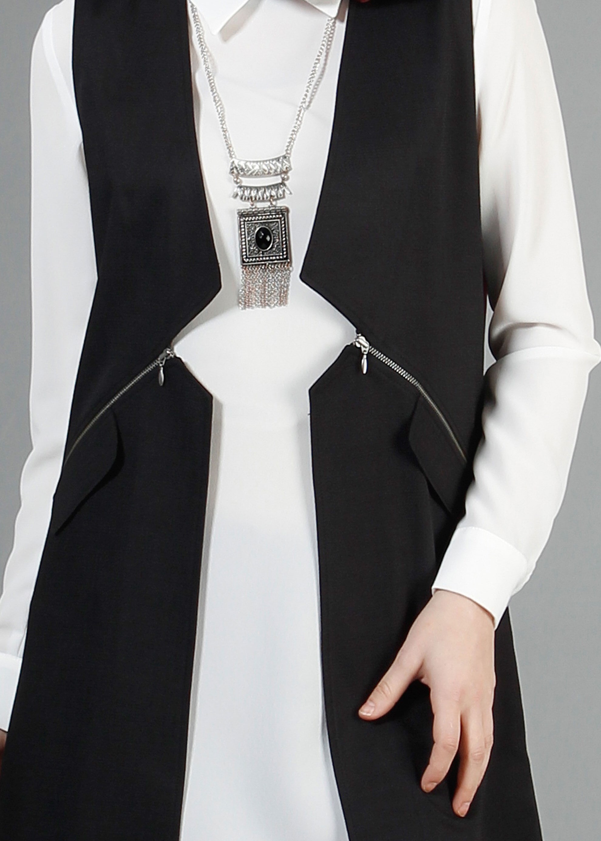 Tesettür giyim SİYAH 4361 Derin Tesettür Yelek 36/44(38-40) TEK42