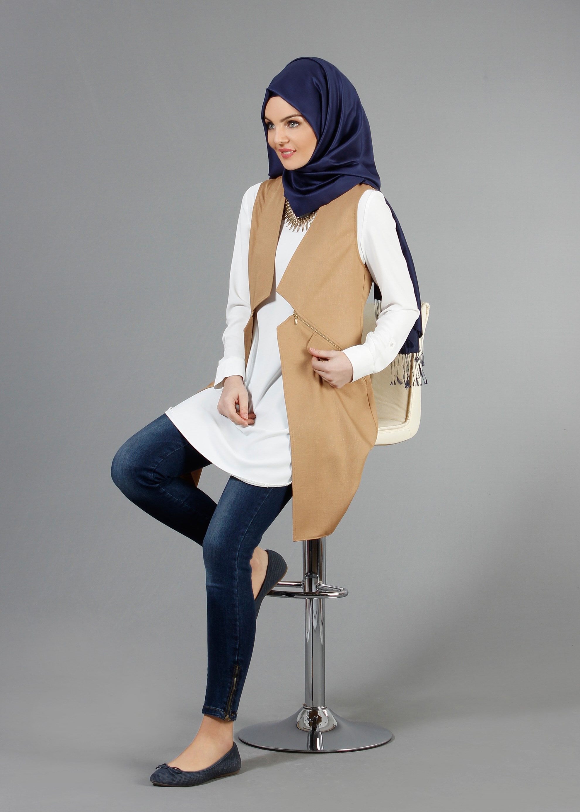Tesettür giyim KAHVE 4361 Derin Tesettür Yelek 36/44(38-40) TEK42