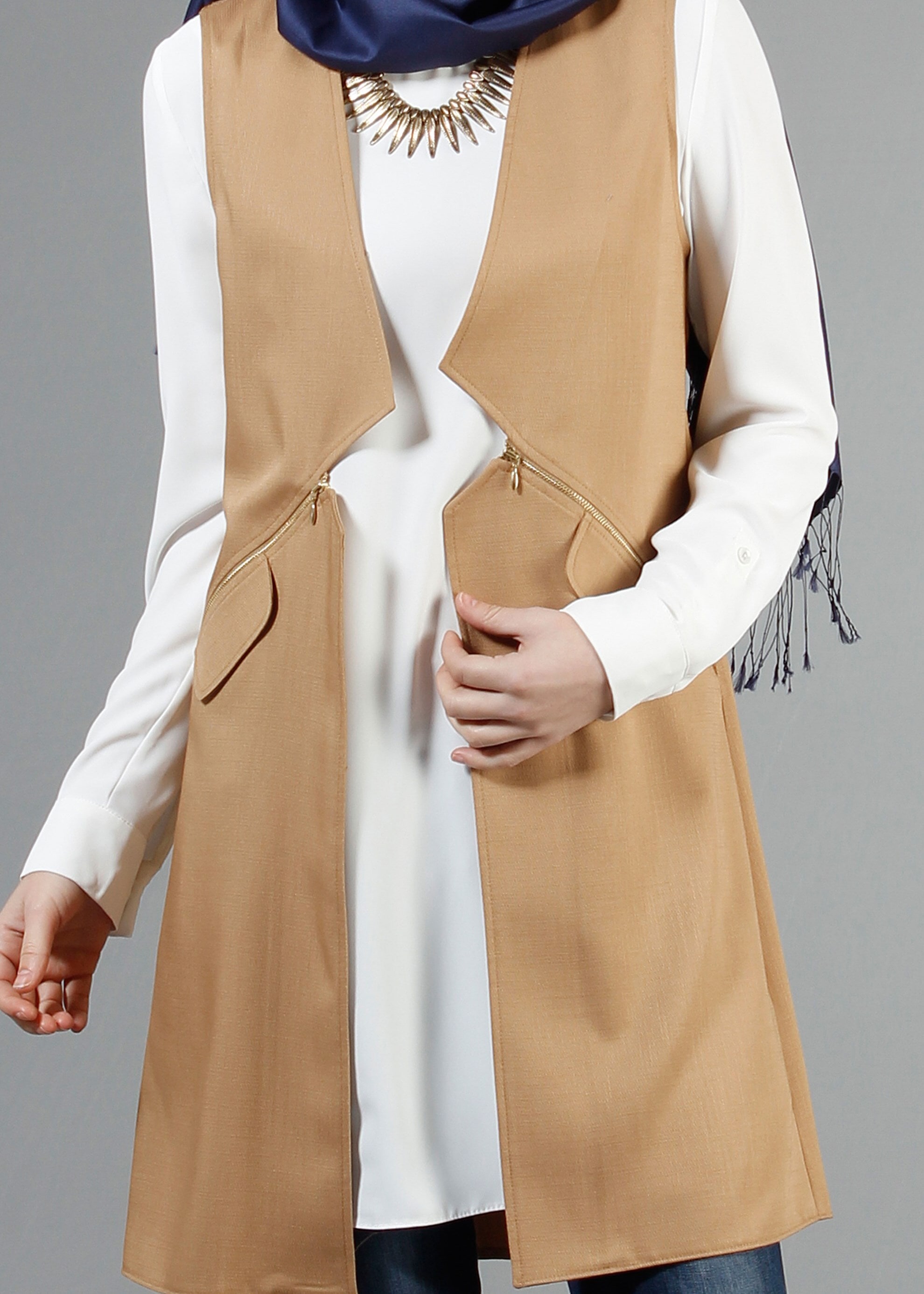 Tesettür giyim KAHVE 4361 Derin Tesettür Yelek 36/44(38-40) TEK42