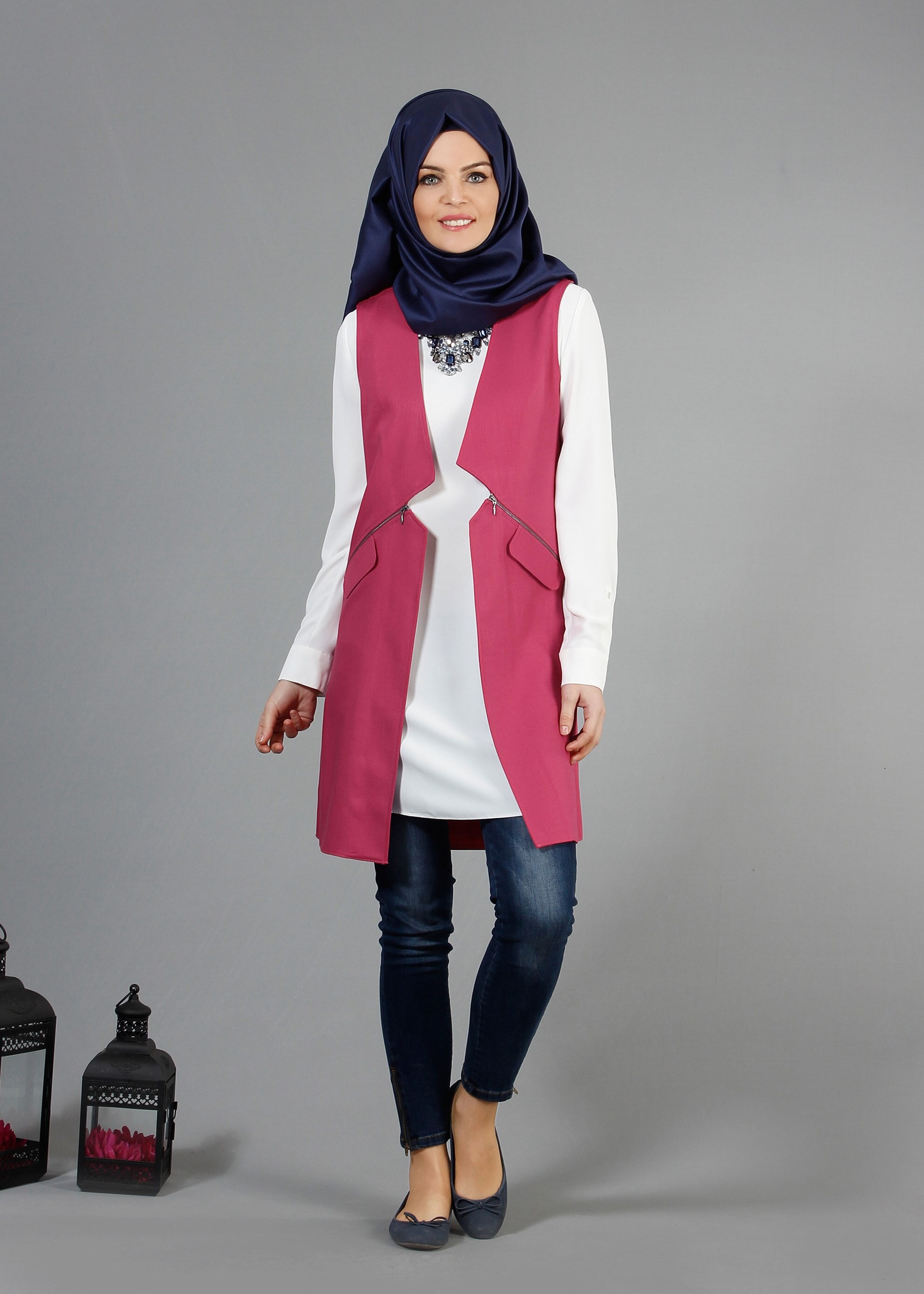 Tesettür giyim FUŞYA 4361 Derin Tesettür Yelek 36/44(38-40) TEK42