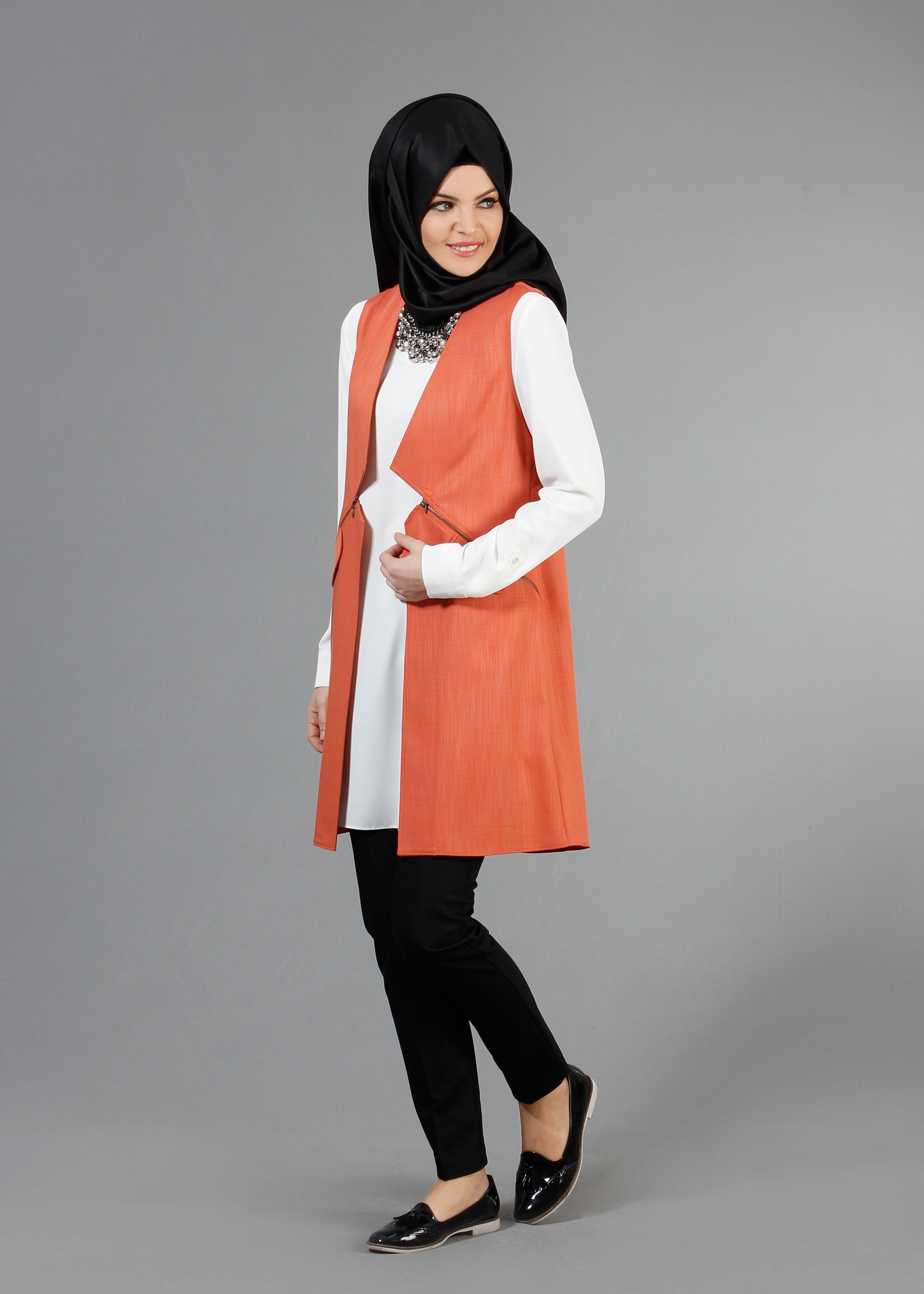 Tesettür giyim TURUNCU 4361 Derin Tesettür Yelek 36/44(38-40) TEK42