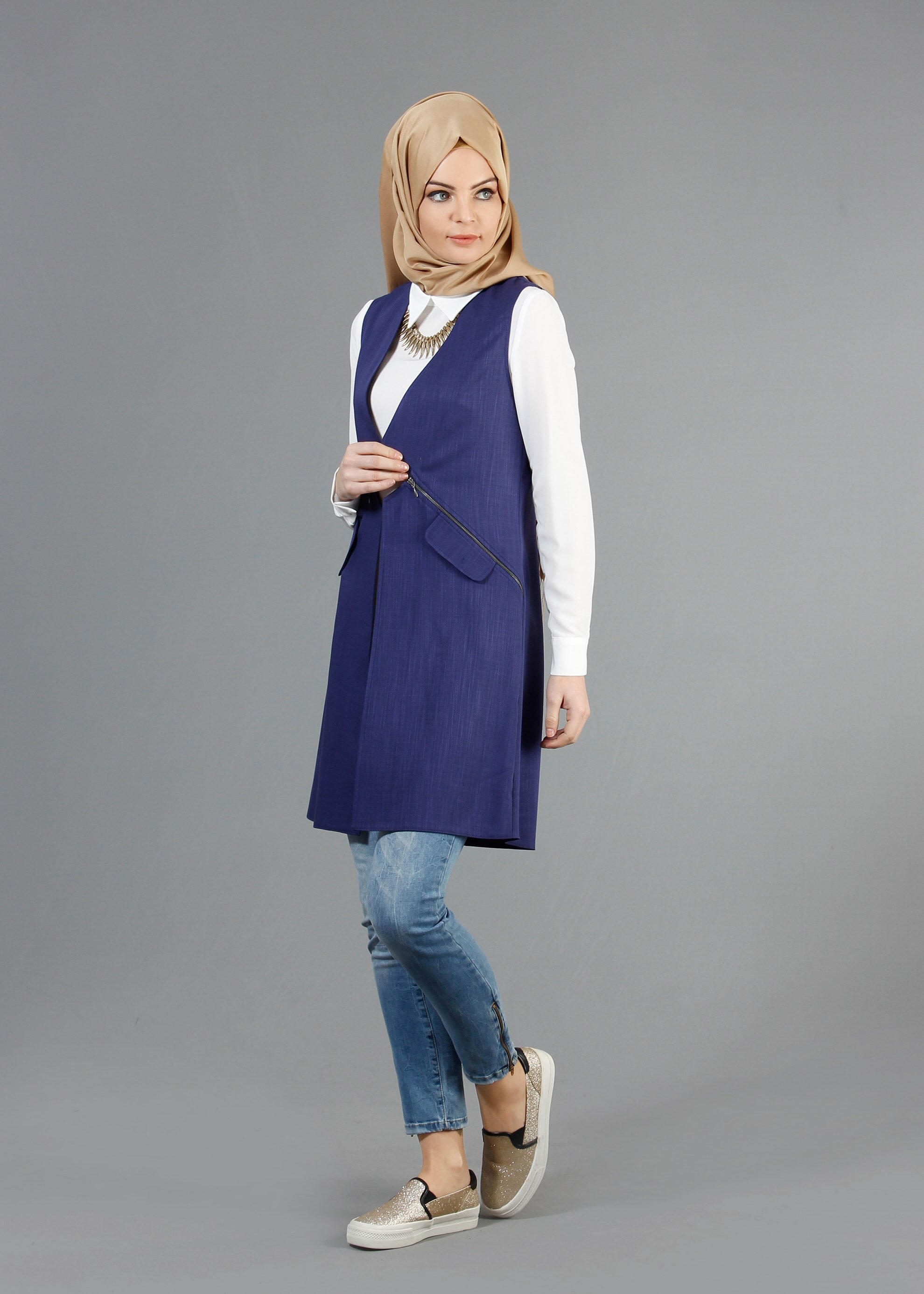 Tesettür giyim LACİVERT 4361 Derin Tesettür Yelek 36/44(38-40) TEK42