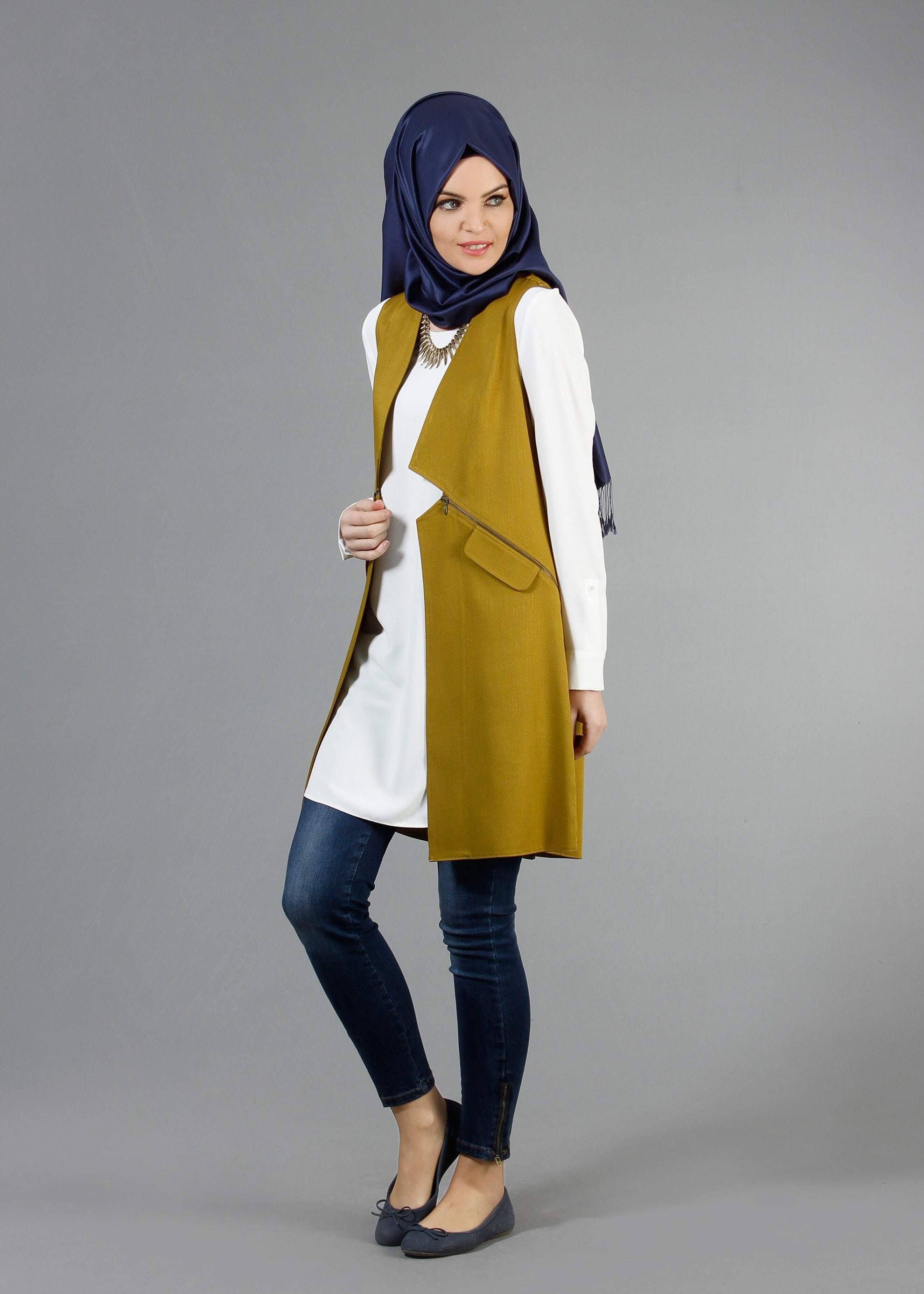 Tesettür giyim YEŞİL 4361 Derin Tesettür Yelek 36/44(38-40) TEK42