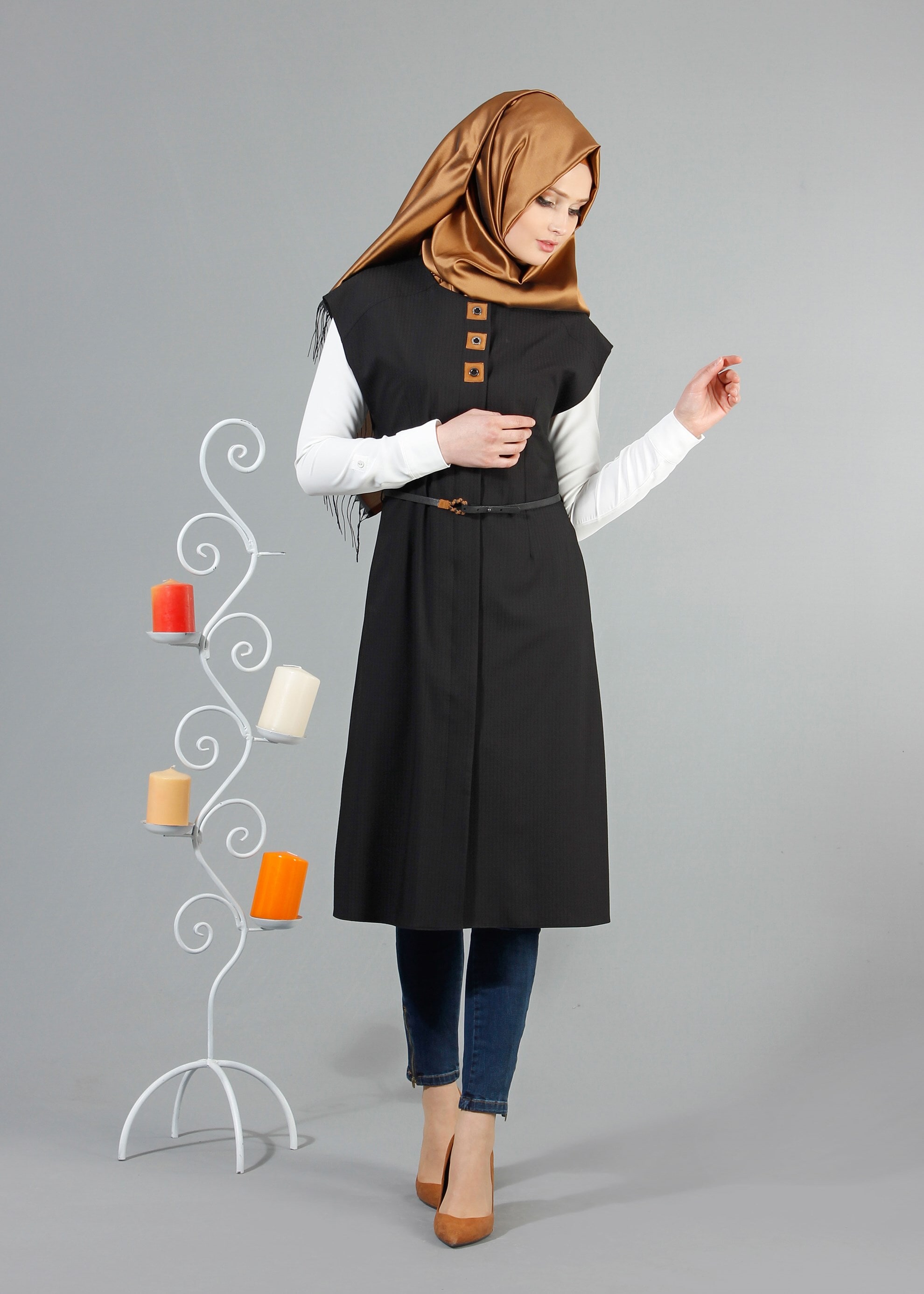 Tesettür giyim SİYAH 4362 Söğüt Tesettür Yelek 36/42(38-40) TEK42