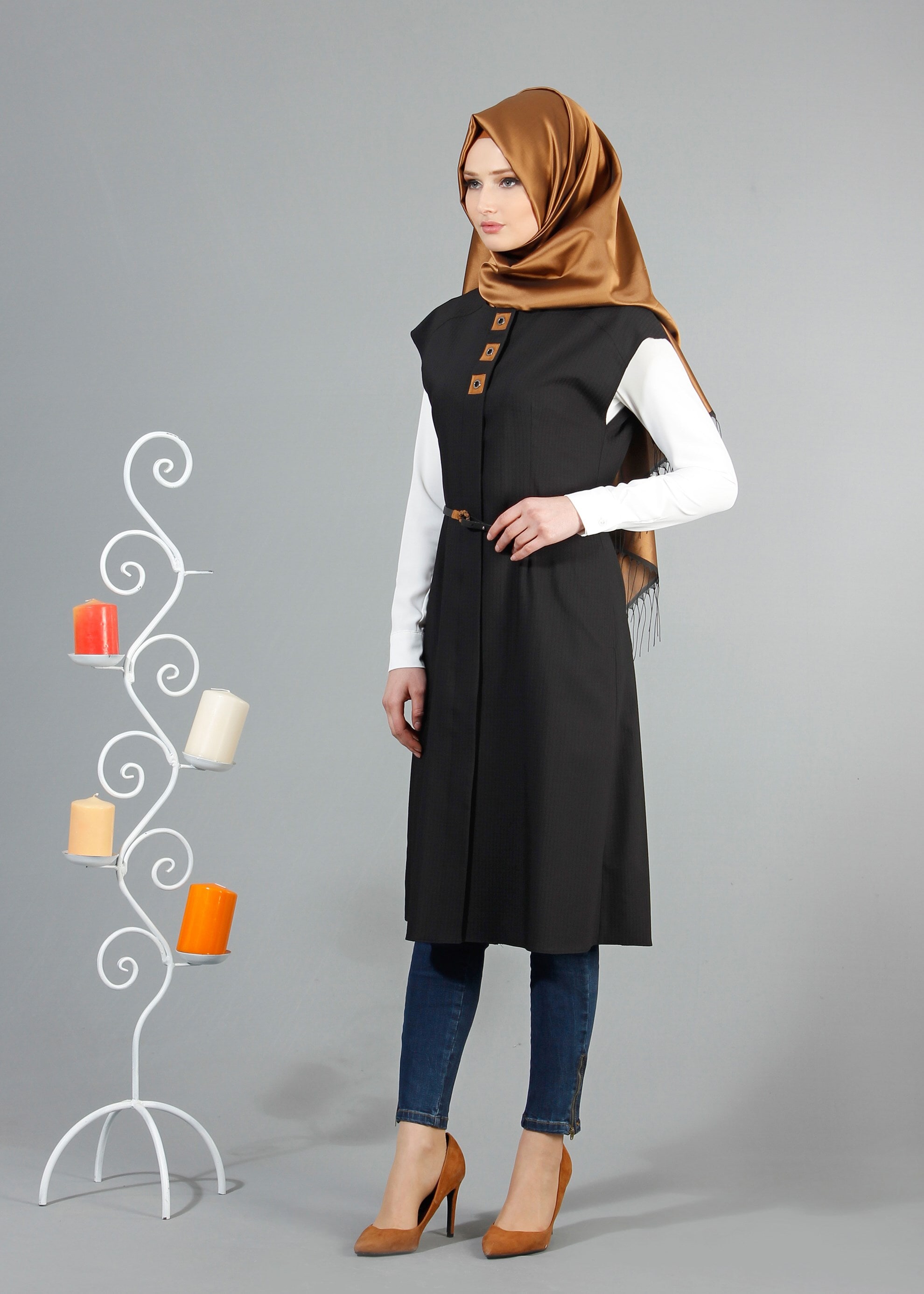 Tesettür giyim SİYAH 4362 Söğüt Tesettür Yelek 36/42(38-40) TEK42