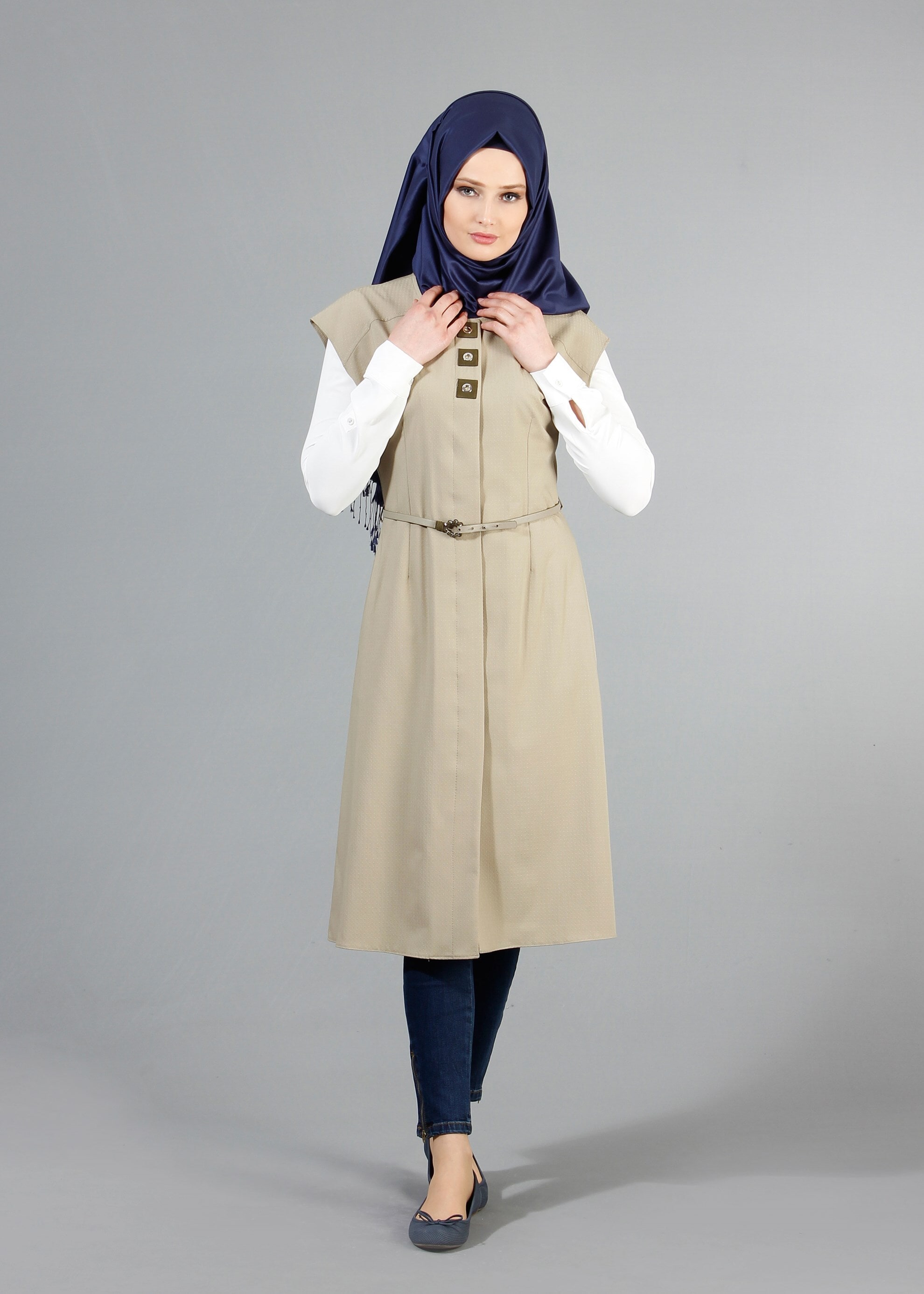 Tesettür giyim HAKİ 4362 Söğüt Tesettür Yelek 36/42(38-40) TEK42