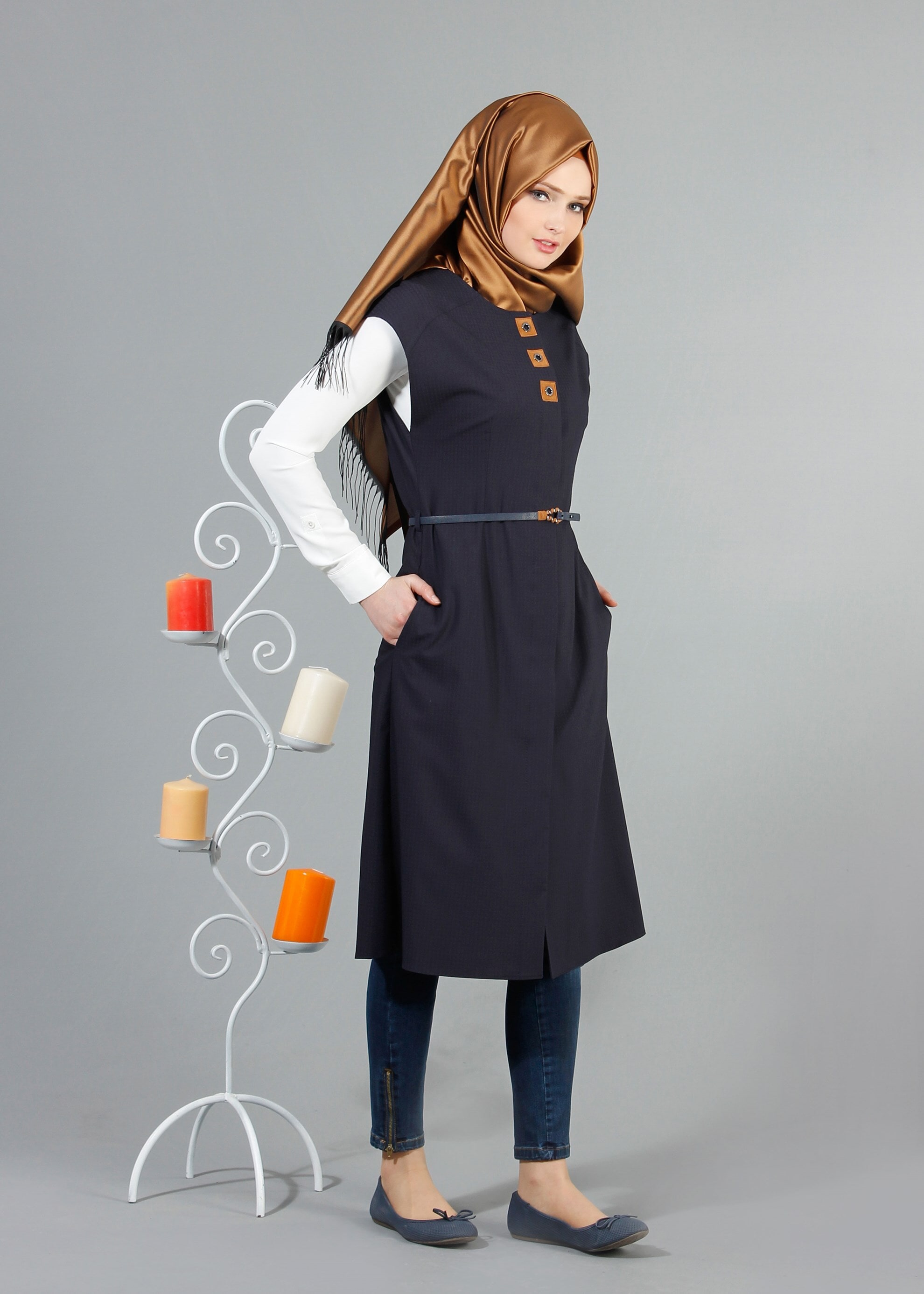 Tesettür giyim LACİVERT 4362 Söğüt Tesettür Yelek 36/42(38-40) TEK42