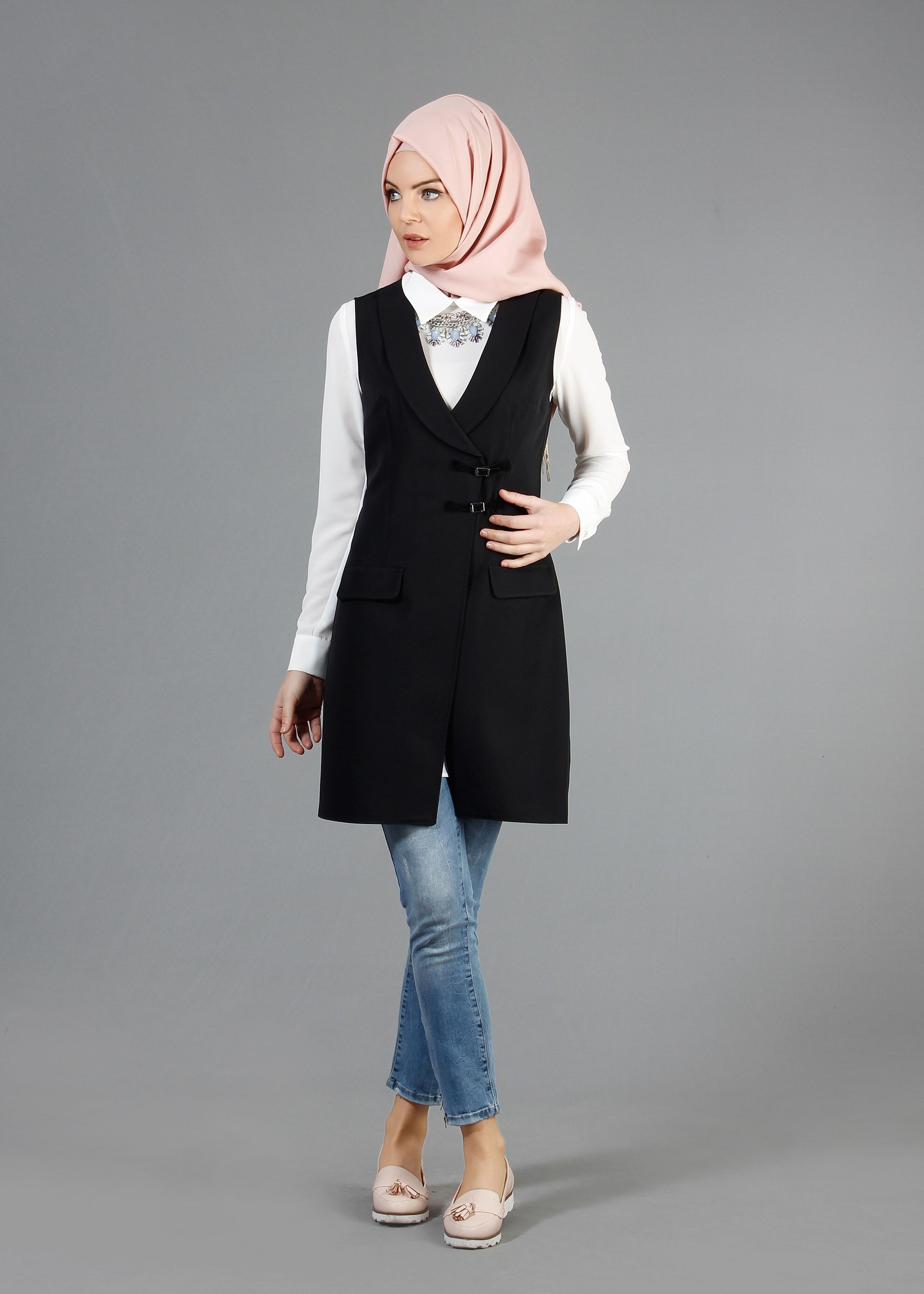 Tesettür giyim SİYAH 4369 Dilma 43551 Tesettür Yelek 36/44(38-40) TEK42