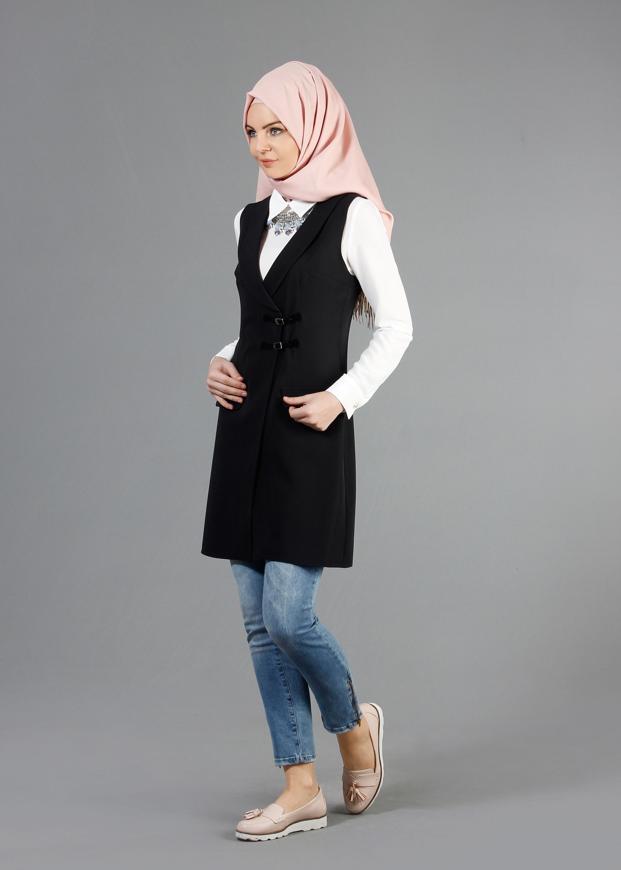 Tesettür giyim SİYAH 4369 Dilma 43551 Tesettür Yelek 36/44(38-40) TEK42