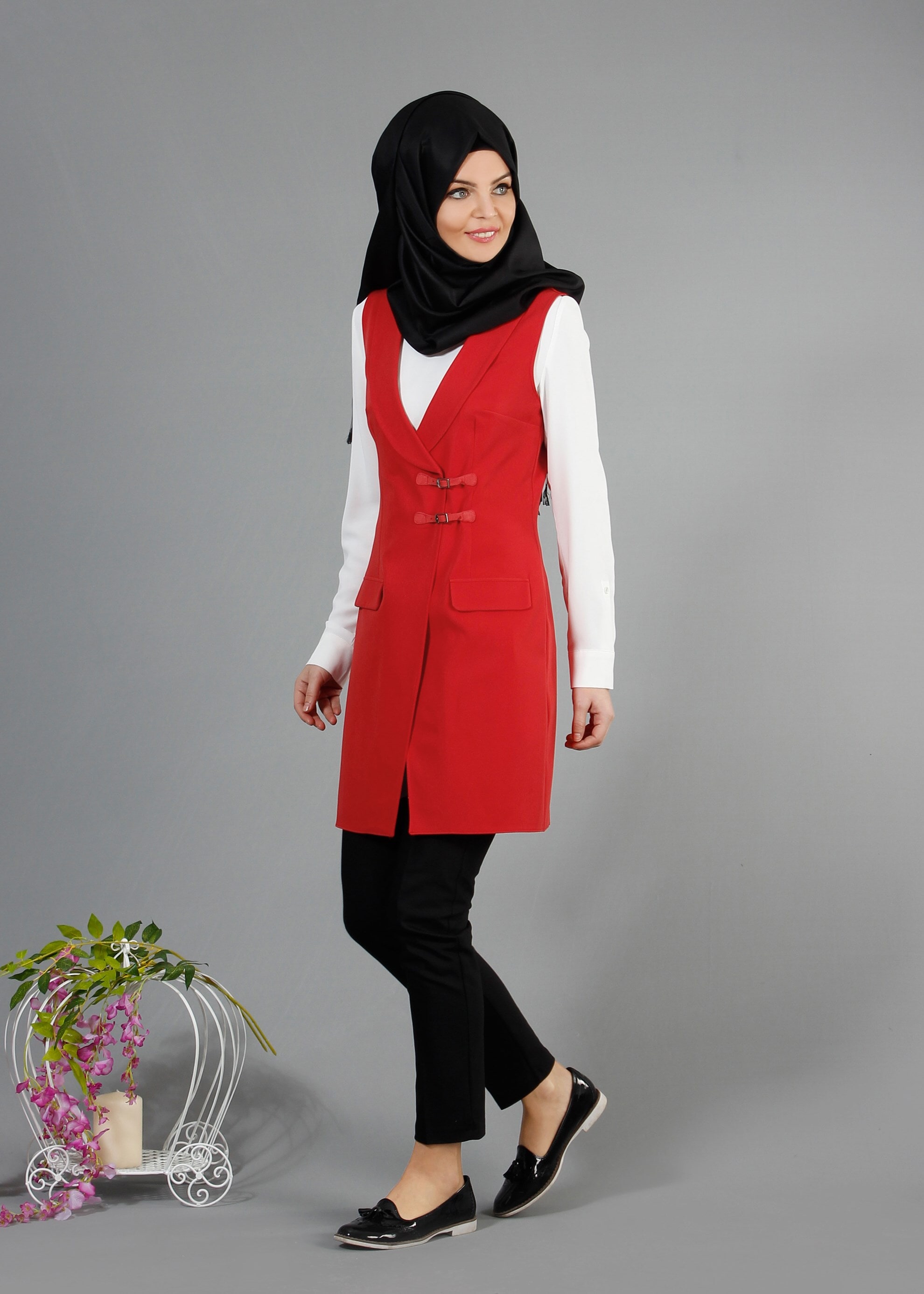 Tesettür giyim KIRMIZI 4369 Dilma 43551 Tesettür Yelek 36/44(38-40) TEK42