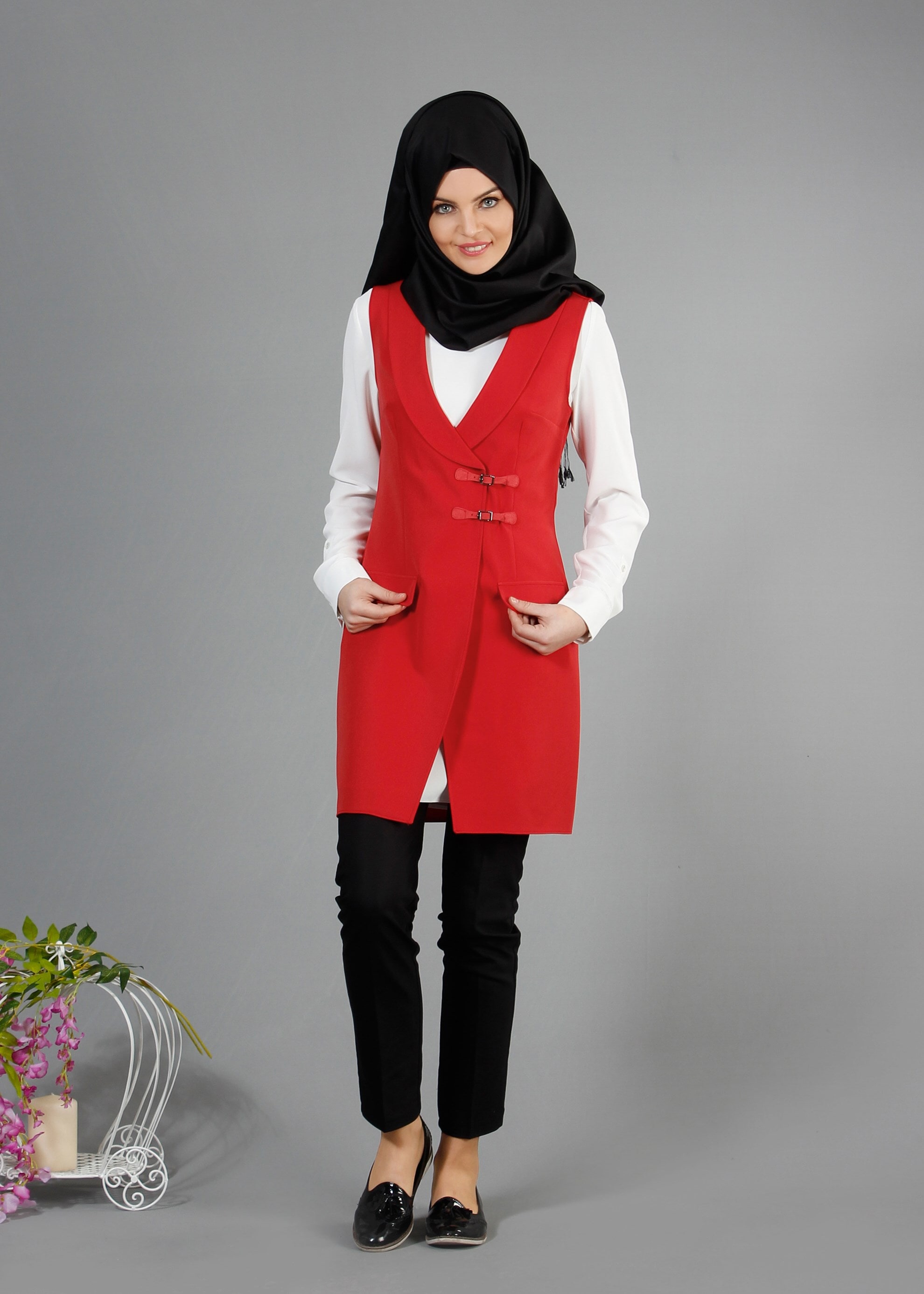 Tesettür giyim KIRMIZI 4369 Dilma 43551 Tesettür Yelek 36/44(38-40) TEK42