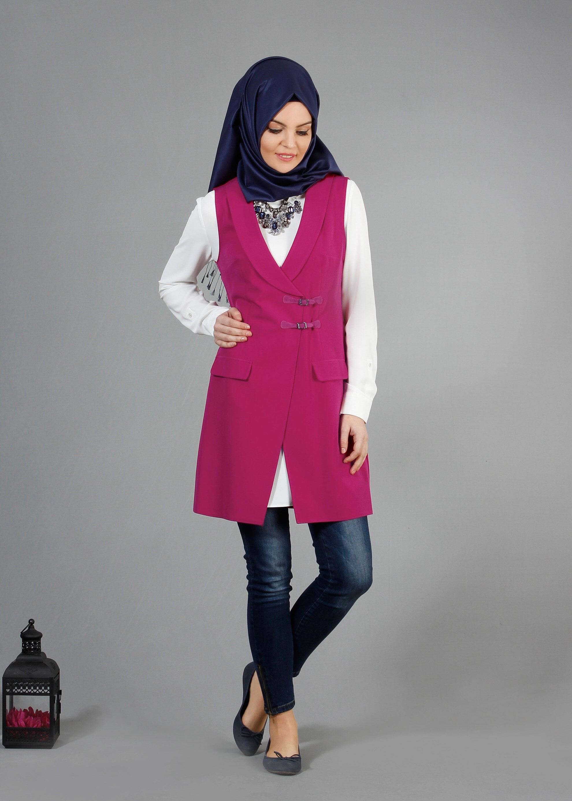 Tesettür giyim FUŞYA 4369 Dilma 43551 Tesettür Yelek 36/44(38-40) TEK42